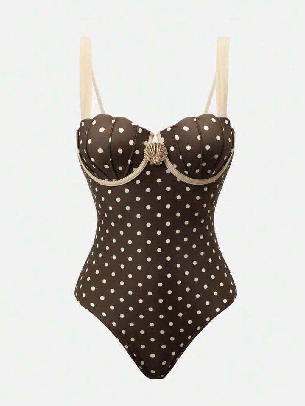 Maillot de bain coquille polka dots avec paréo