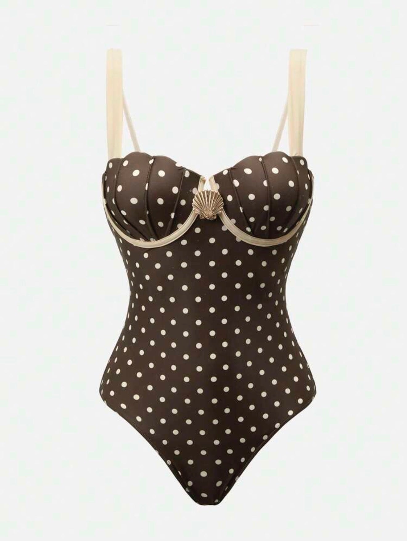 Maillot de bain coquille polka dots avec paréo