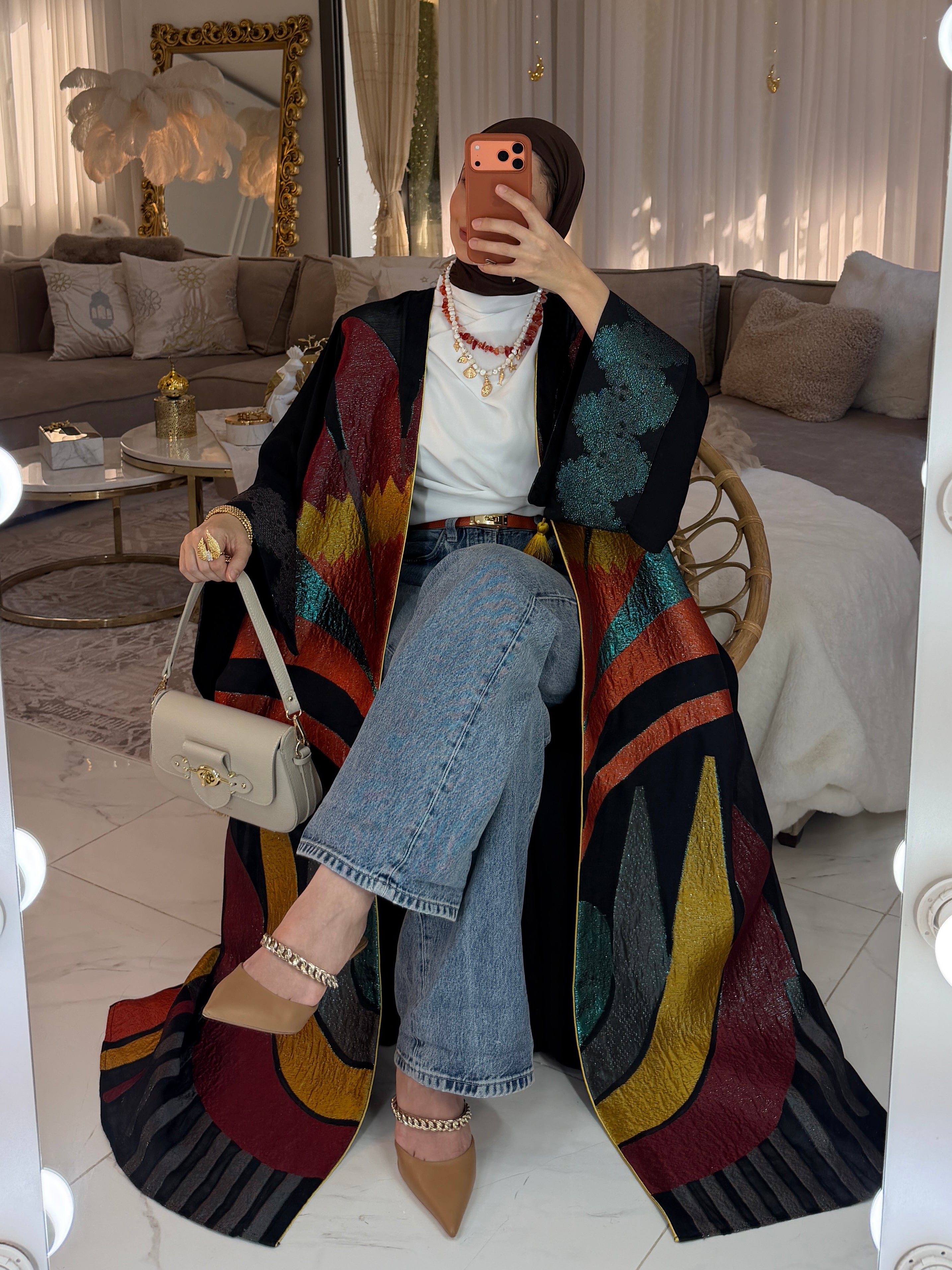 Abaya broderie jacquard luxury