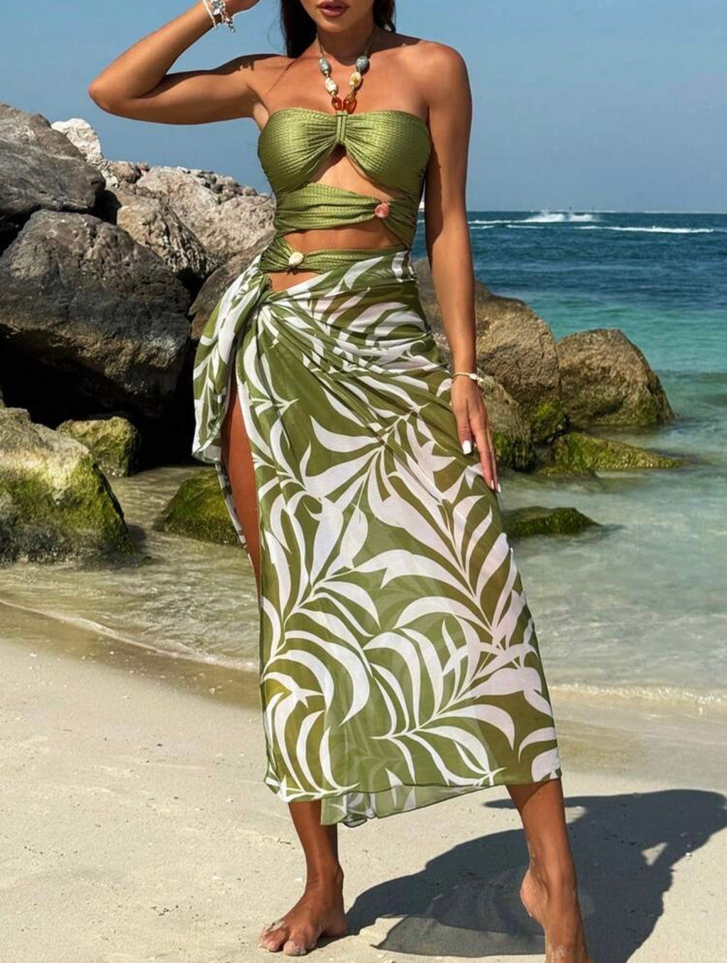 Maillot de bain une pièce avec cache maillot bohème