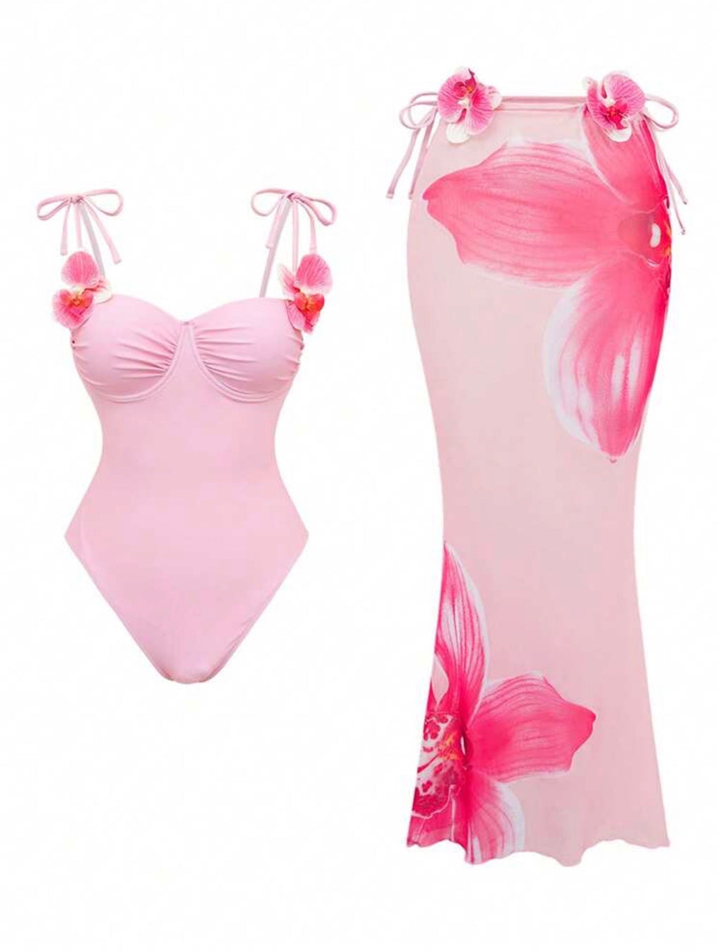 Maillot de bain une pièce avec jupe orchidée