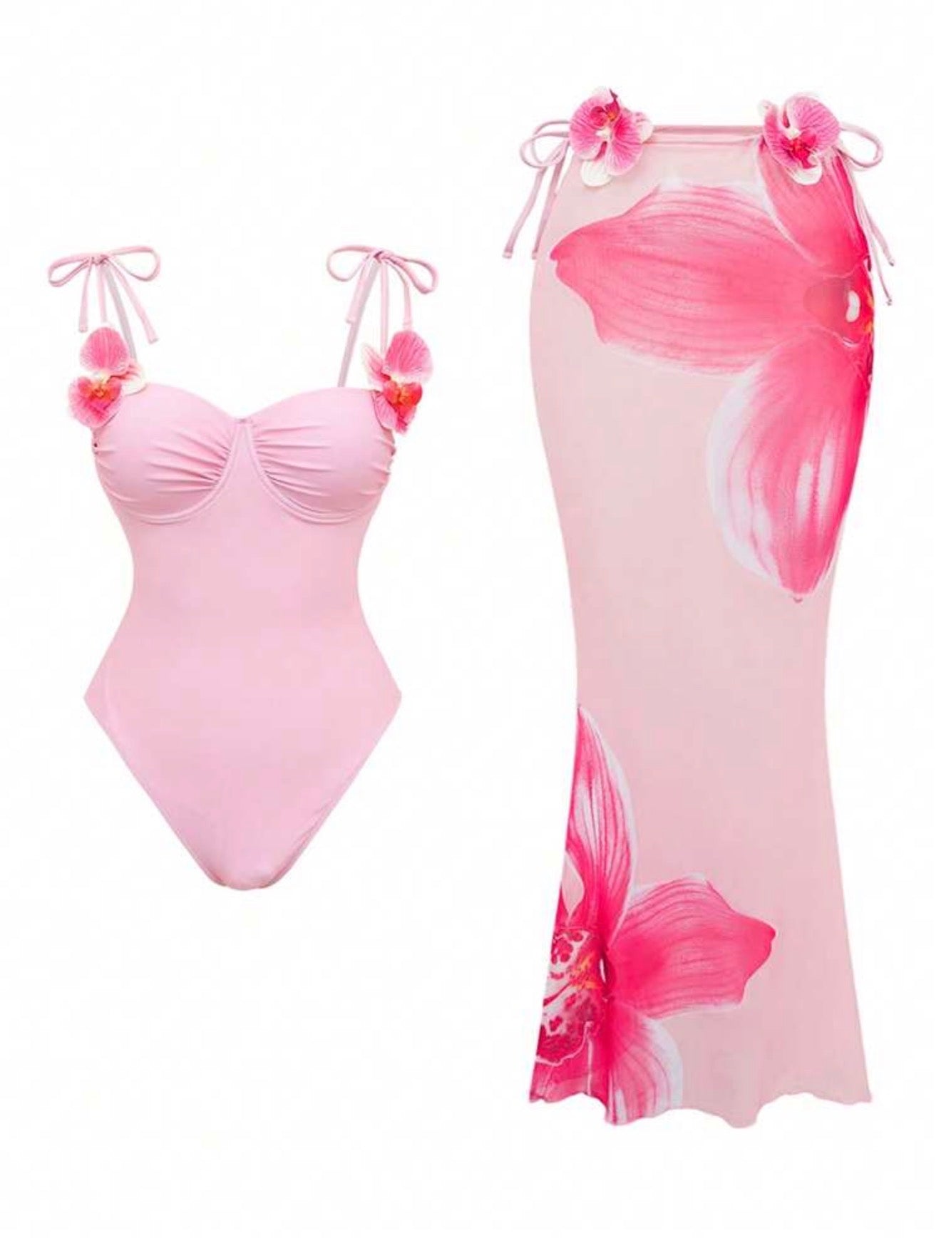 Maillot de bain une pièce avec jupe orchidée