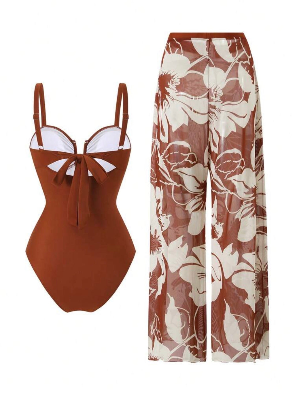 Maillot de bain une pièce avec pantalon cache maillot imprimé