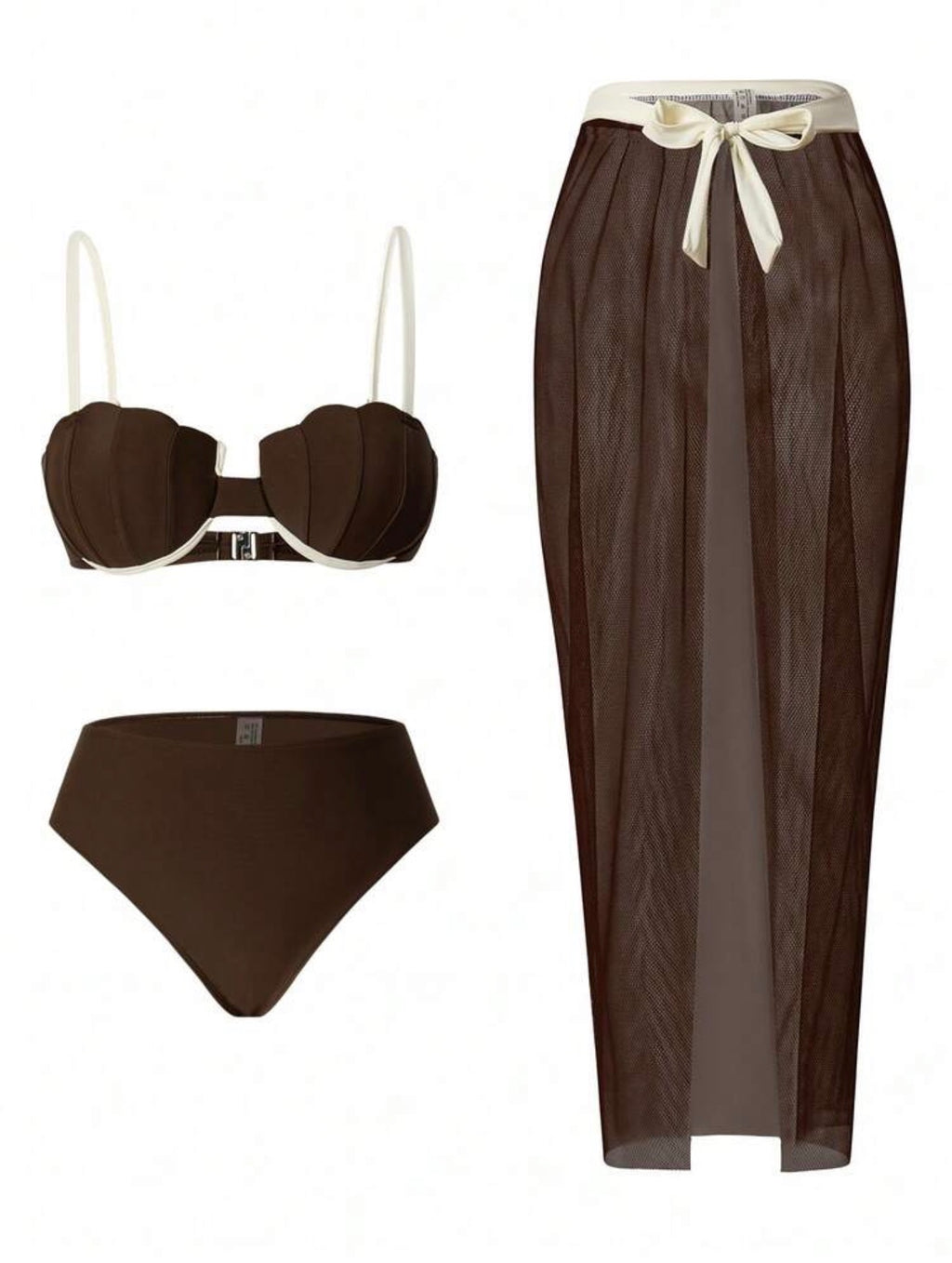 Maillot de Bain Coquille 2 Pièce avec Paréo