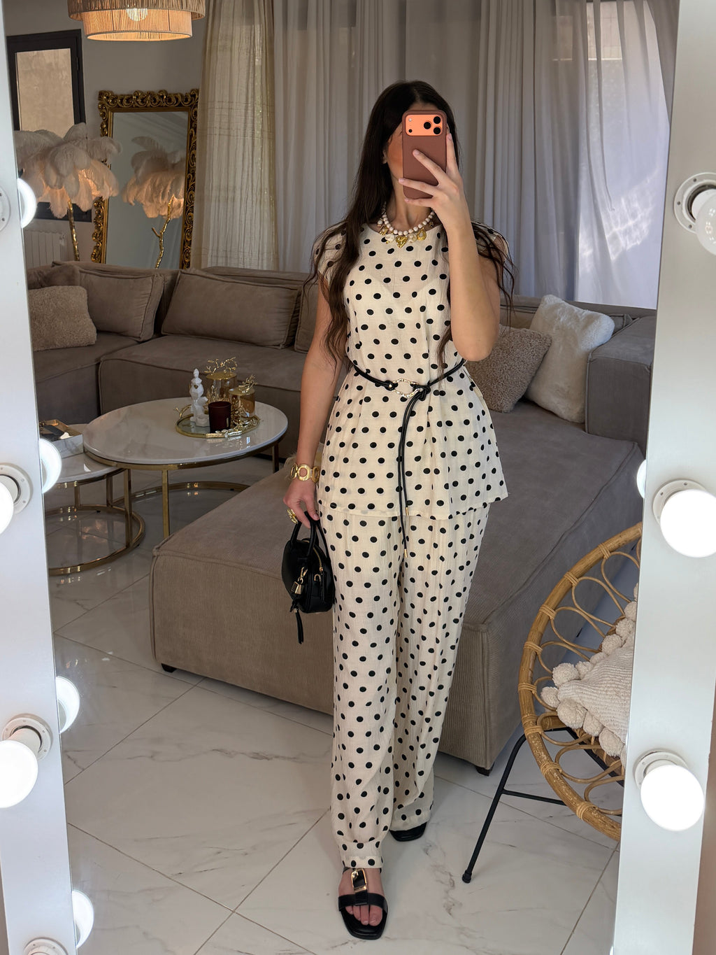Ensemble Polka avec pantalon et ceinture