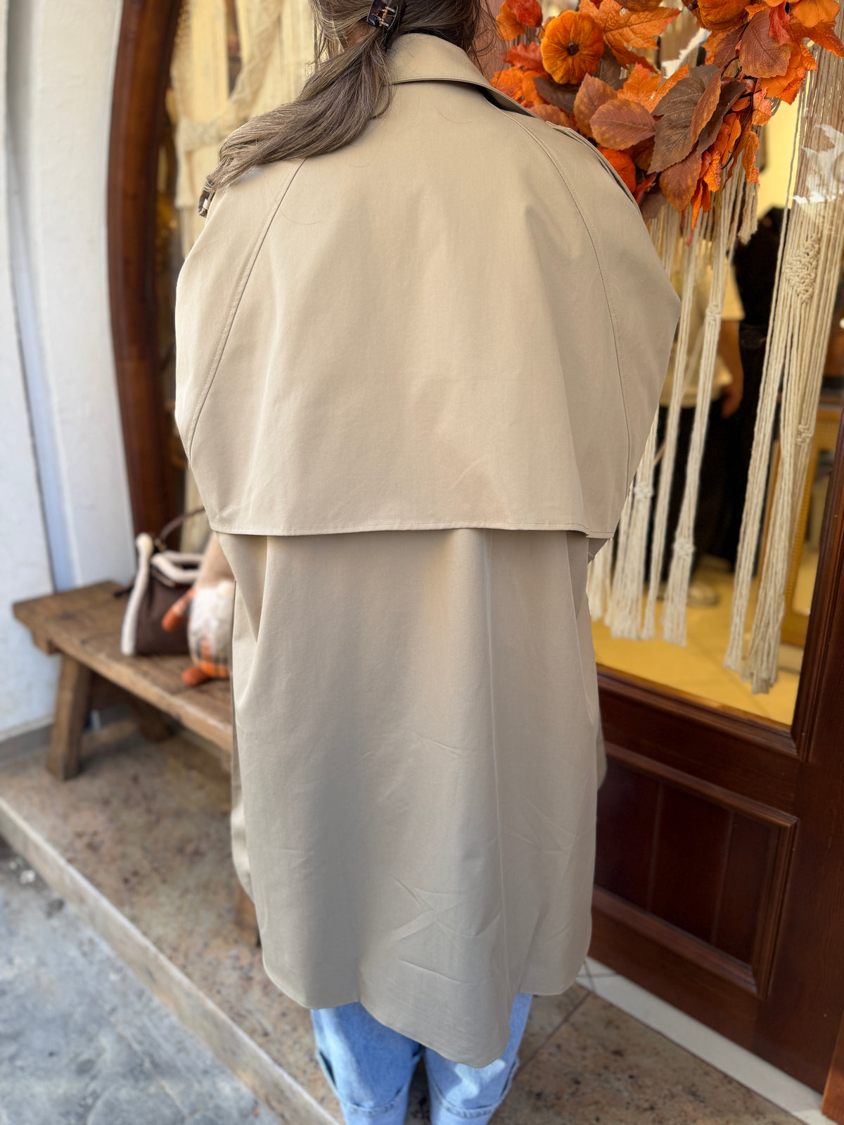 Trench-coat long coupe cape