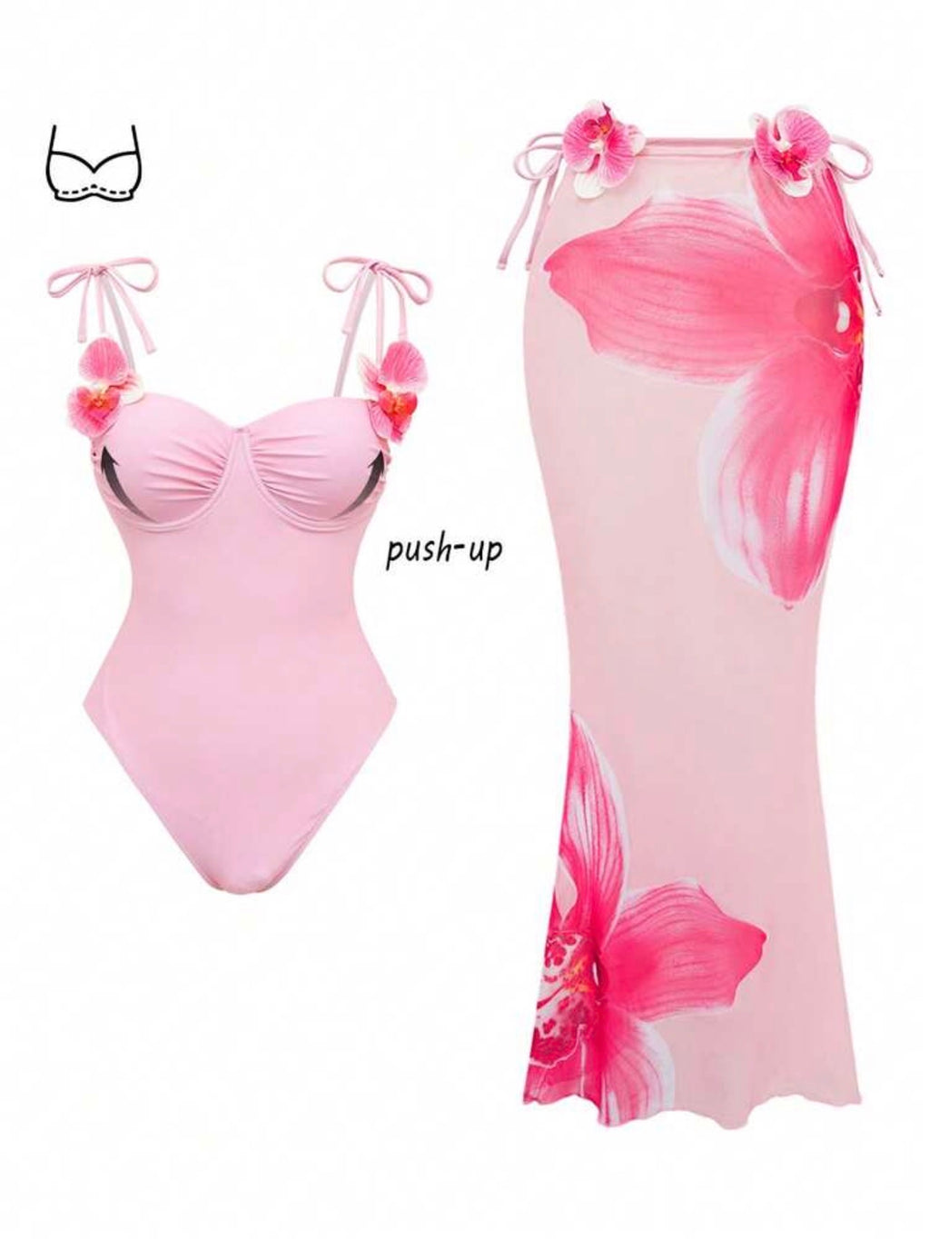 Maillot de bain une pièce avec jupe orchidée
