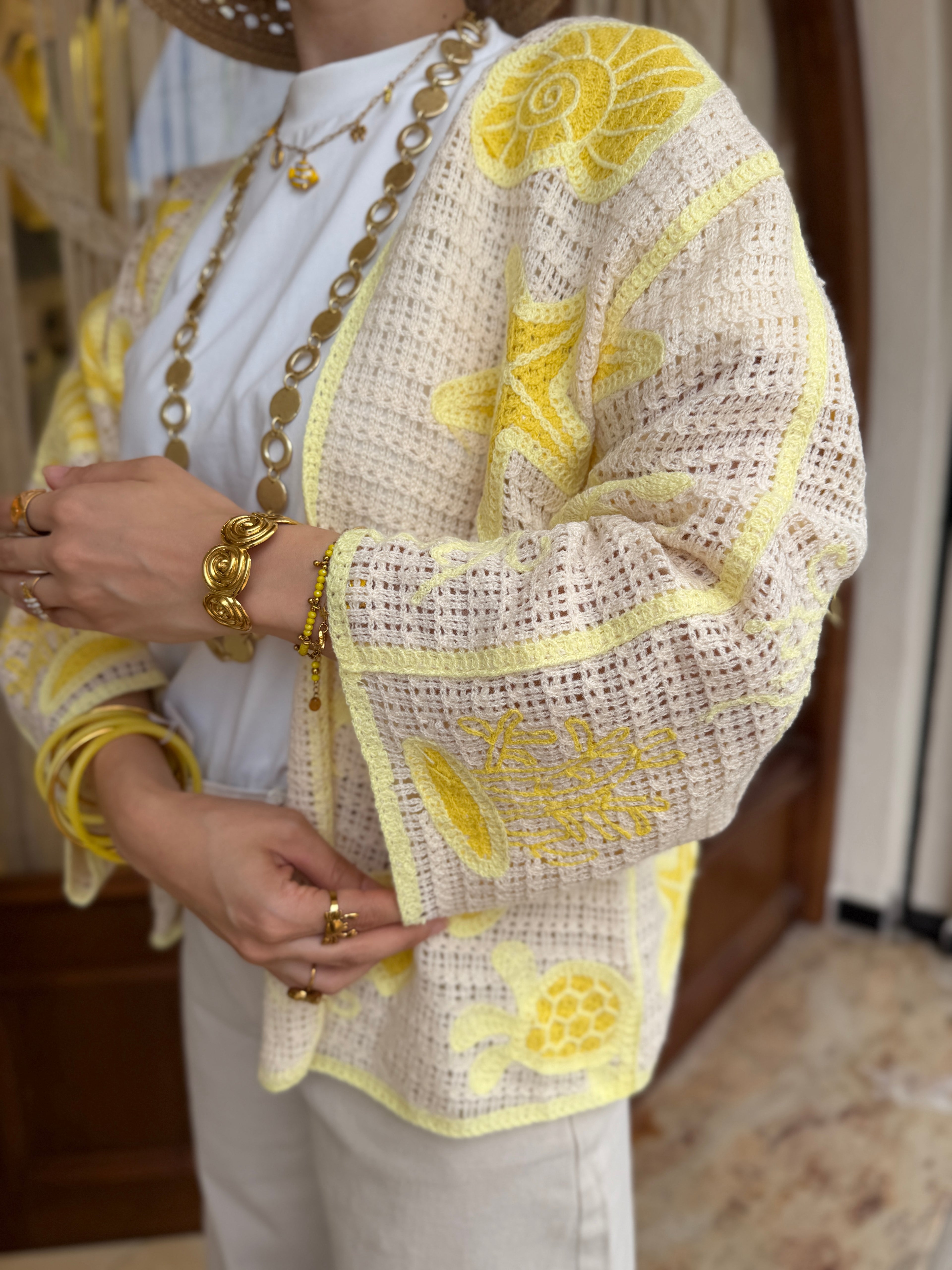 Gilet en Maille Broderie Marin
