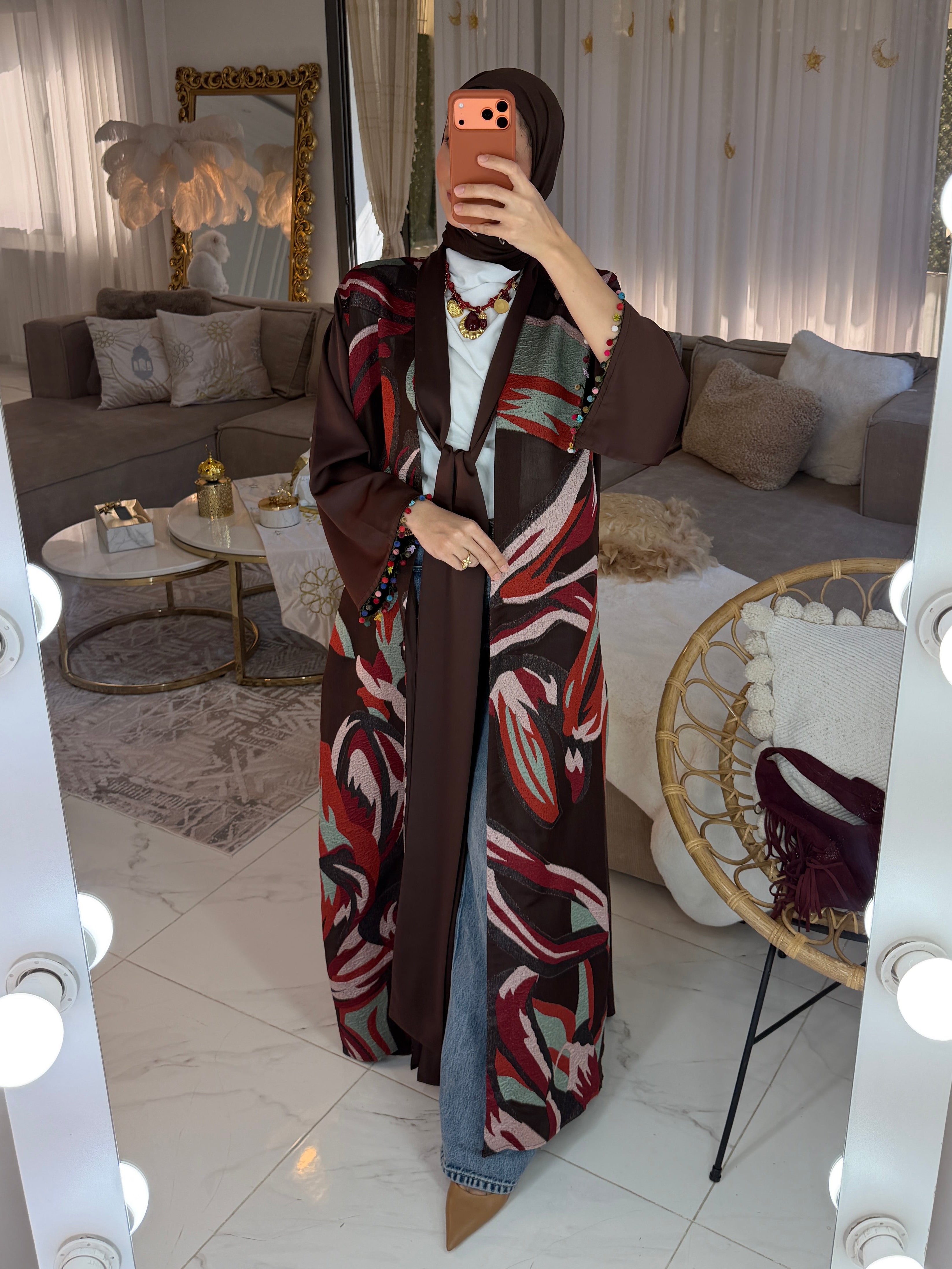 Abaya jacquard écharpe