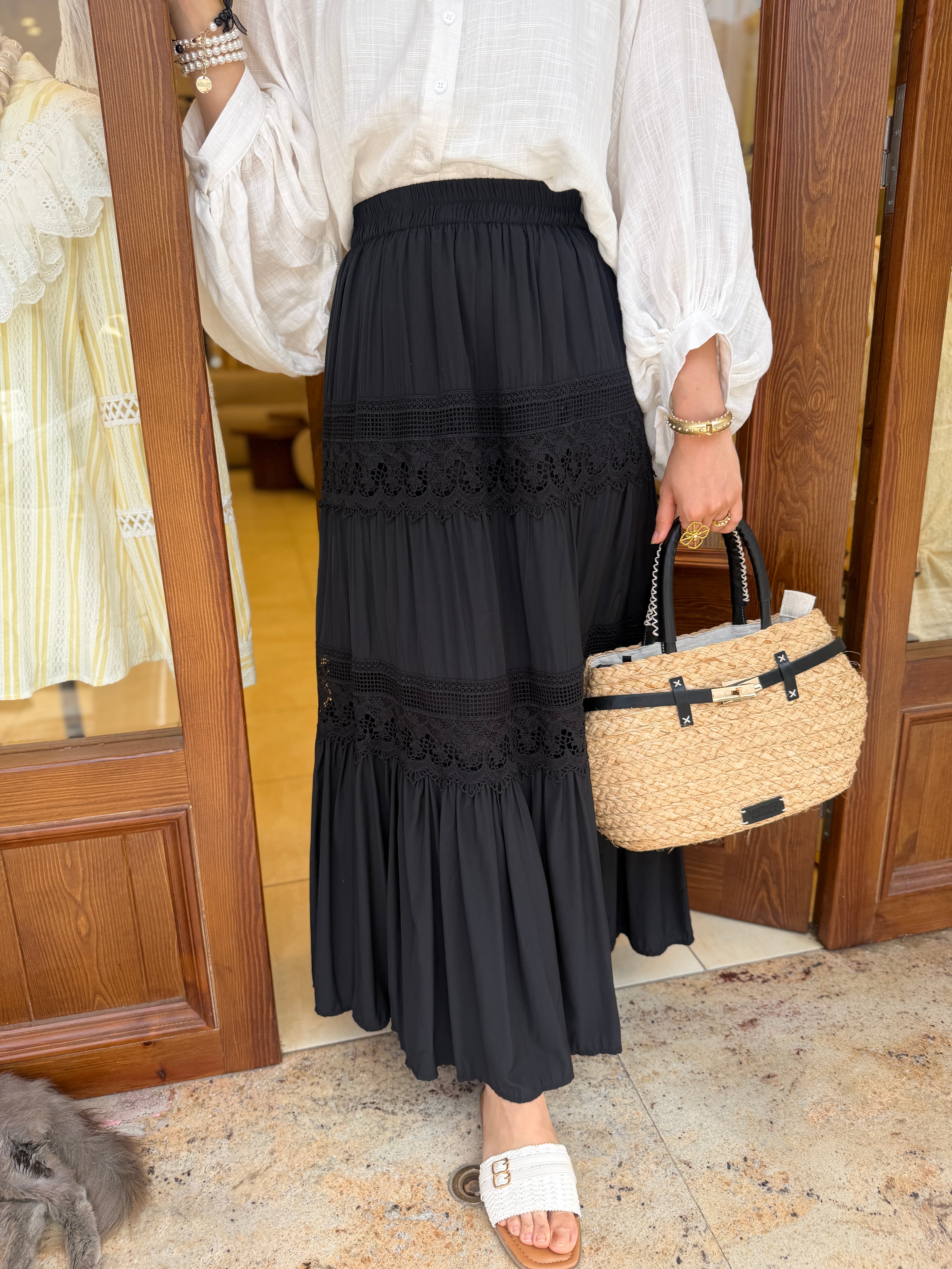 Jupe Boho en 100% coton de soie et crochet