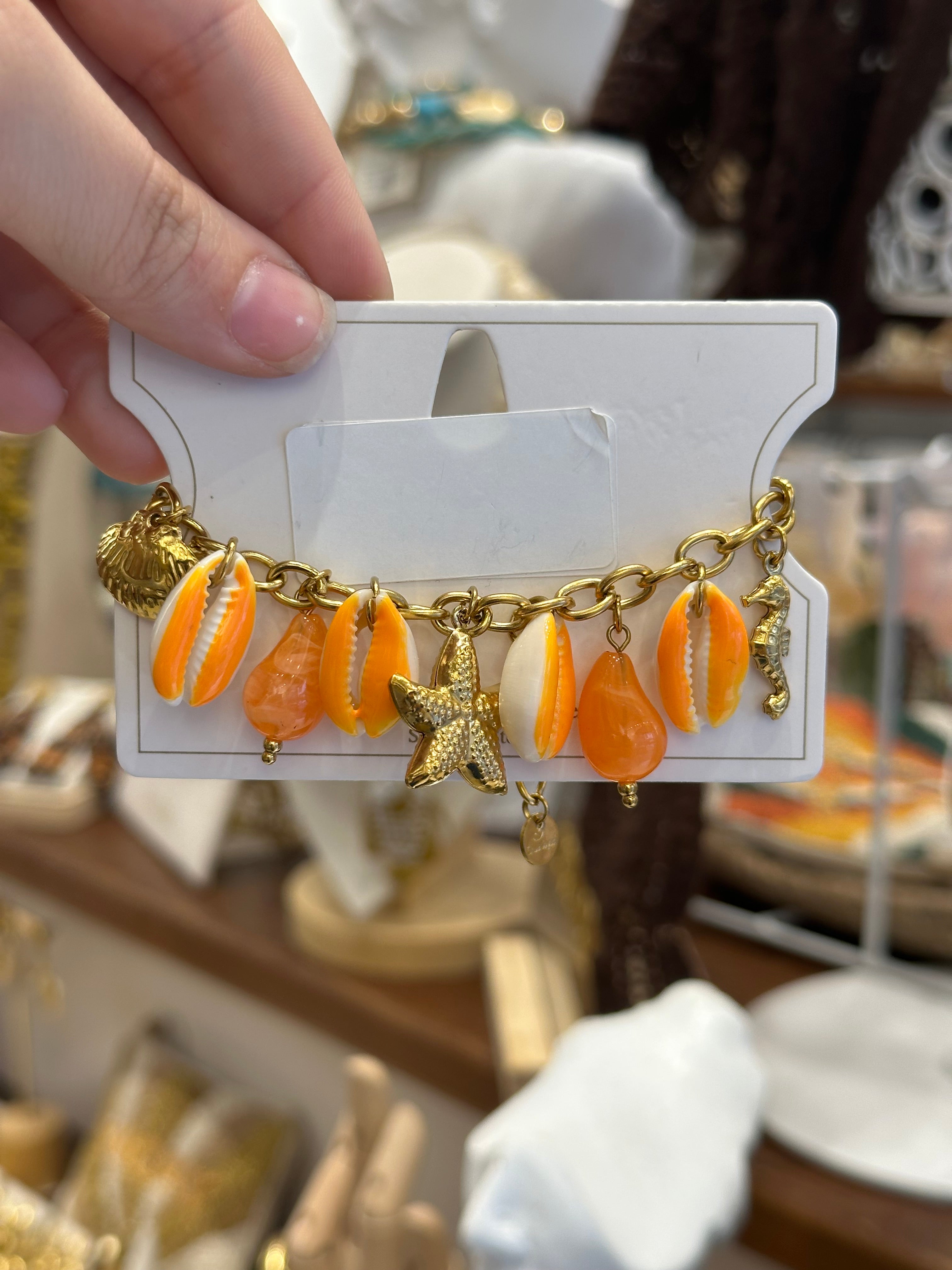 Bracelet Charms Coquillages Orange