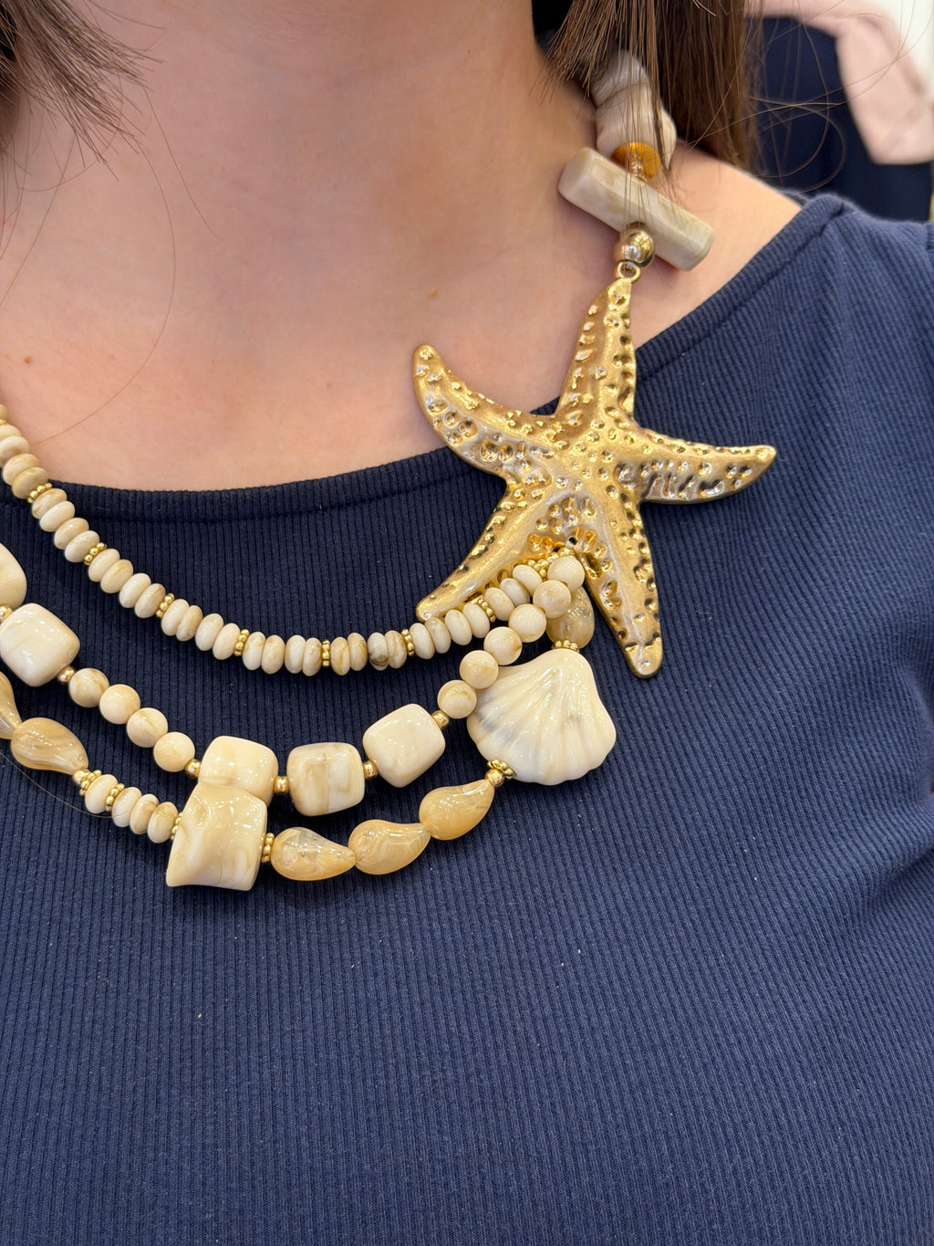 Sautoir Étoile de Mer et Perles Naturelles