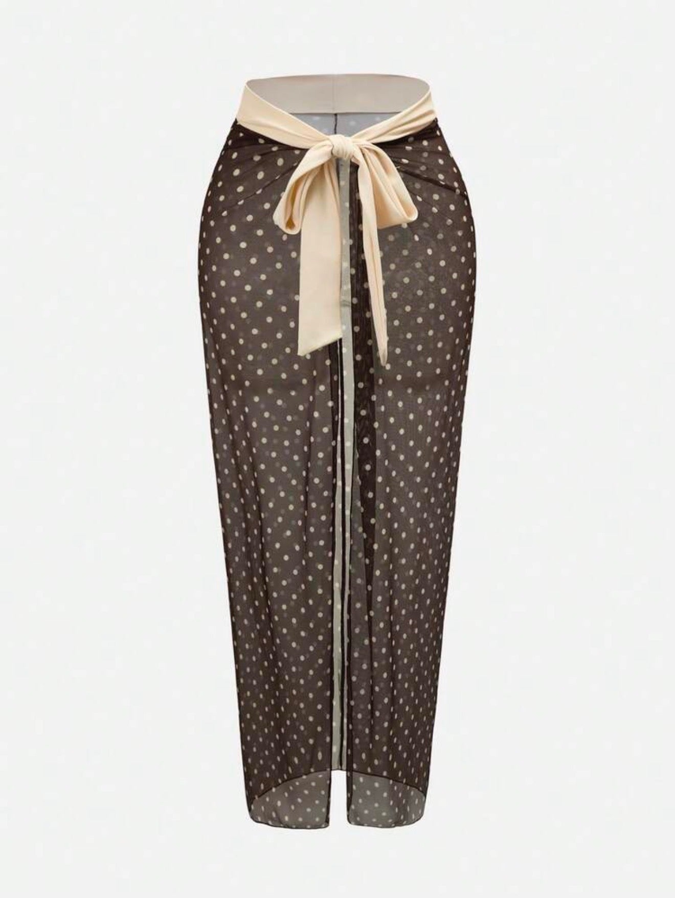 Maillot de bain coquille polka dots avec paréo