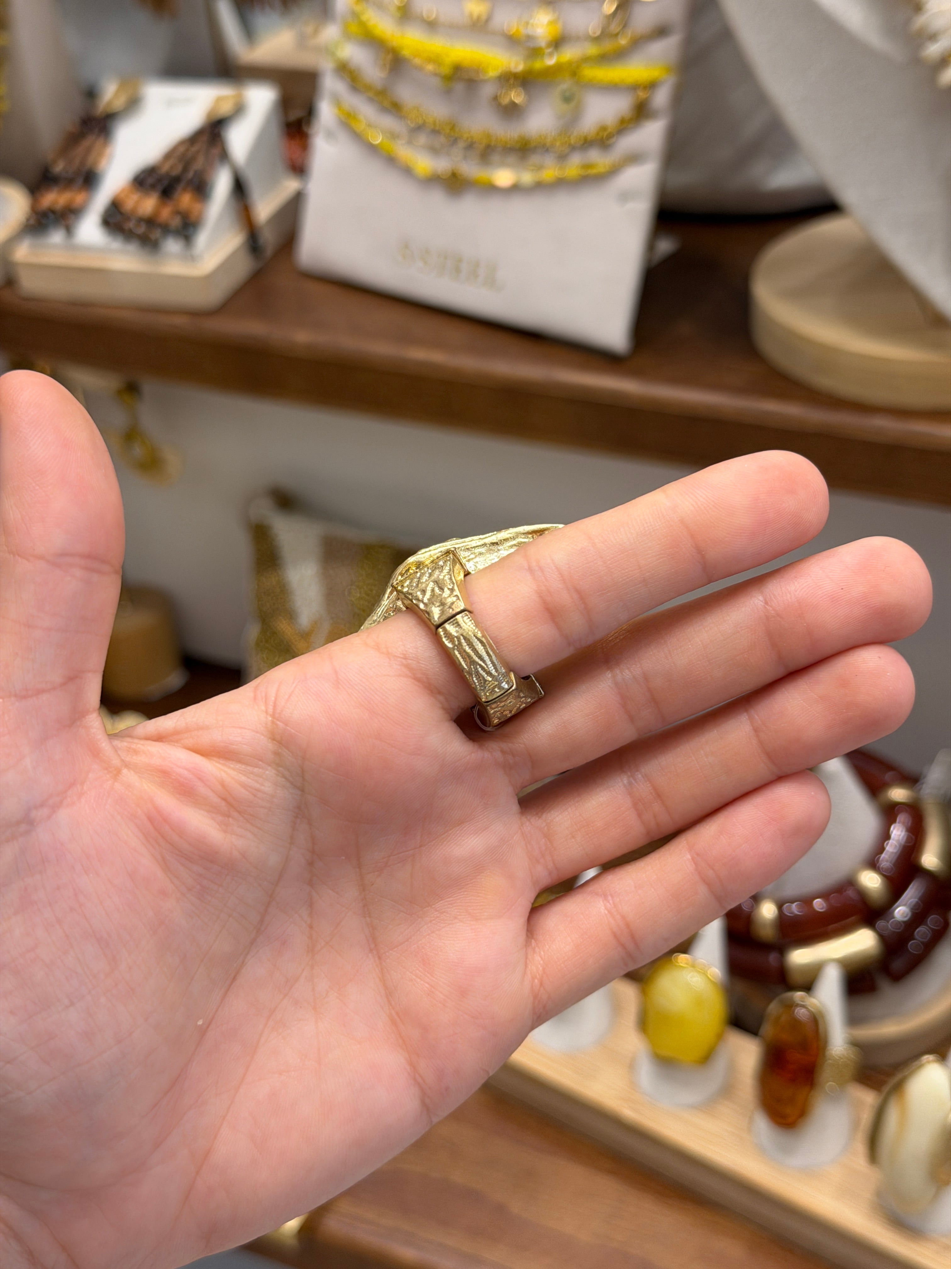 Bague Statement Dorée Texturée