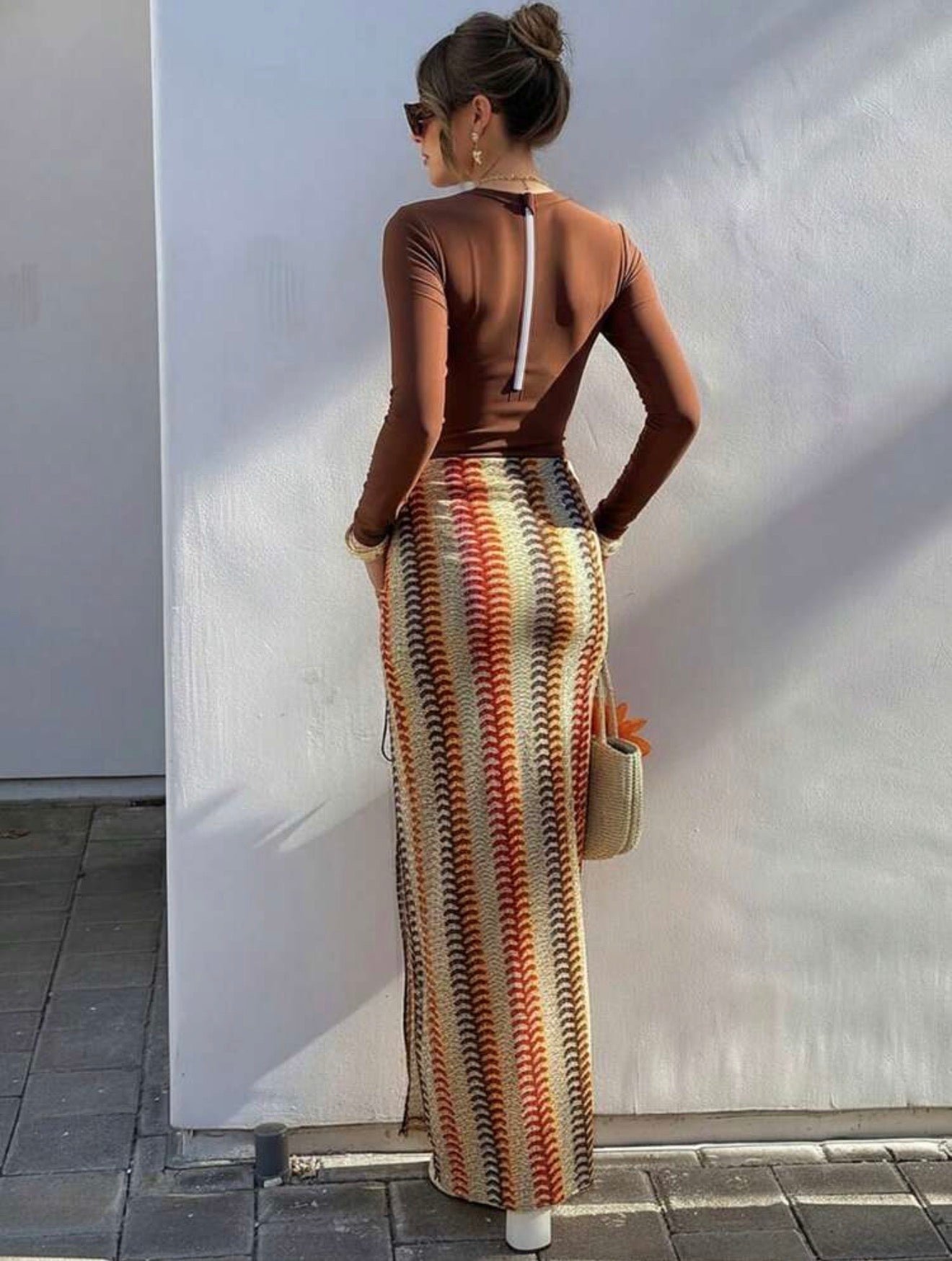 Burkini Modeste 3 Pièces Tricoté Marron