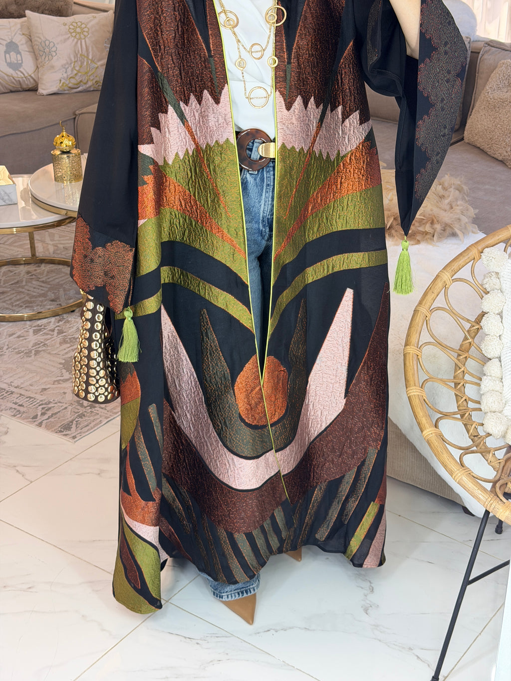 Abaya broderie jacquard luxury