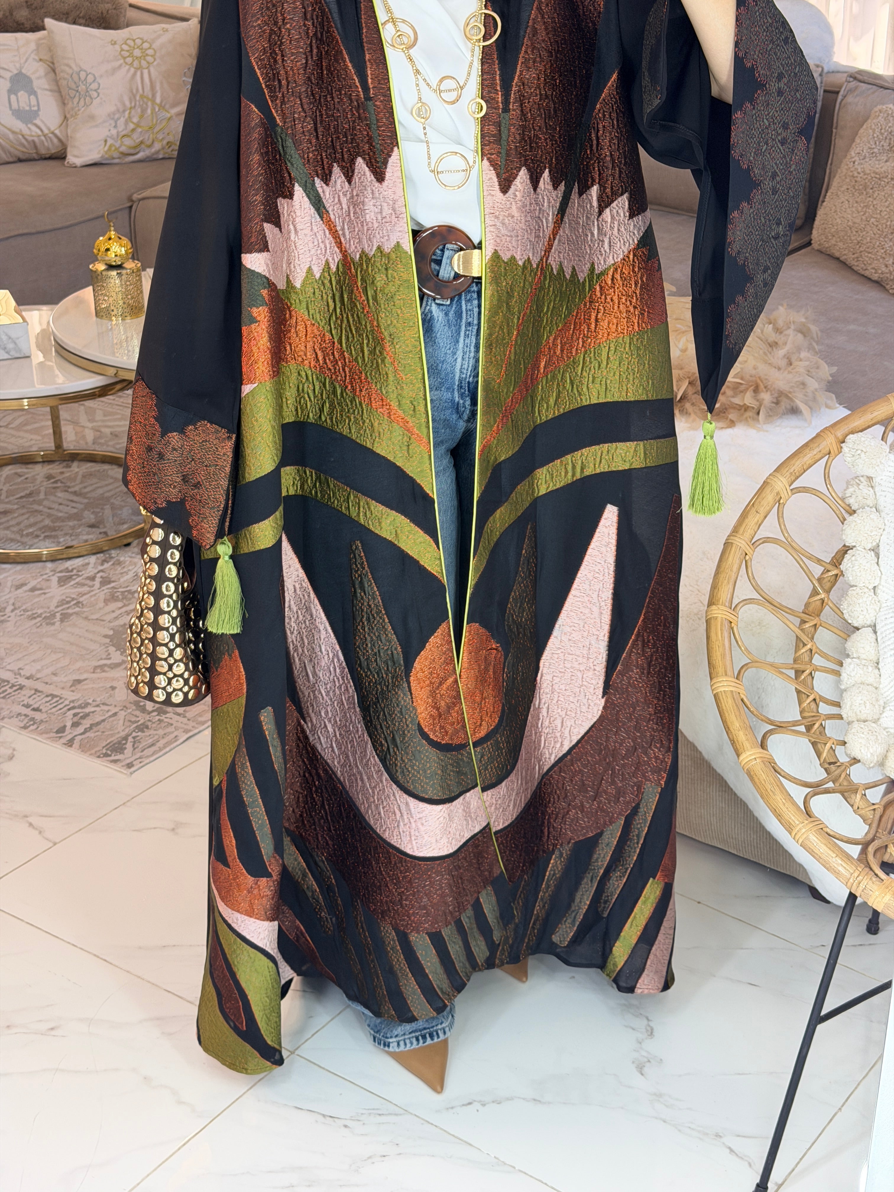 Abaya broderie jacquard luxury