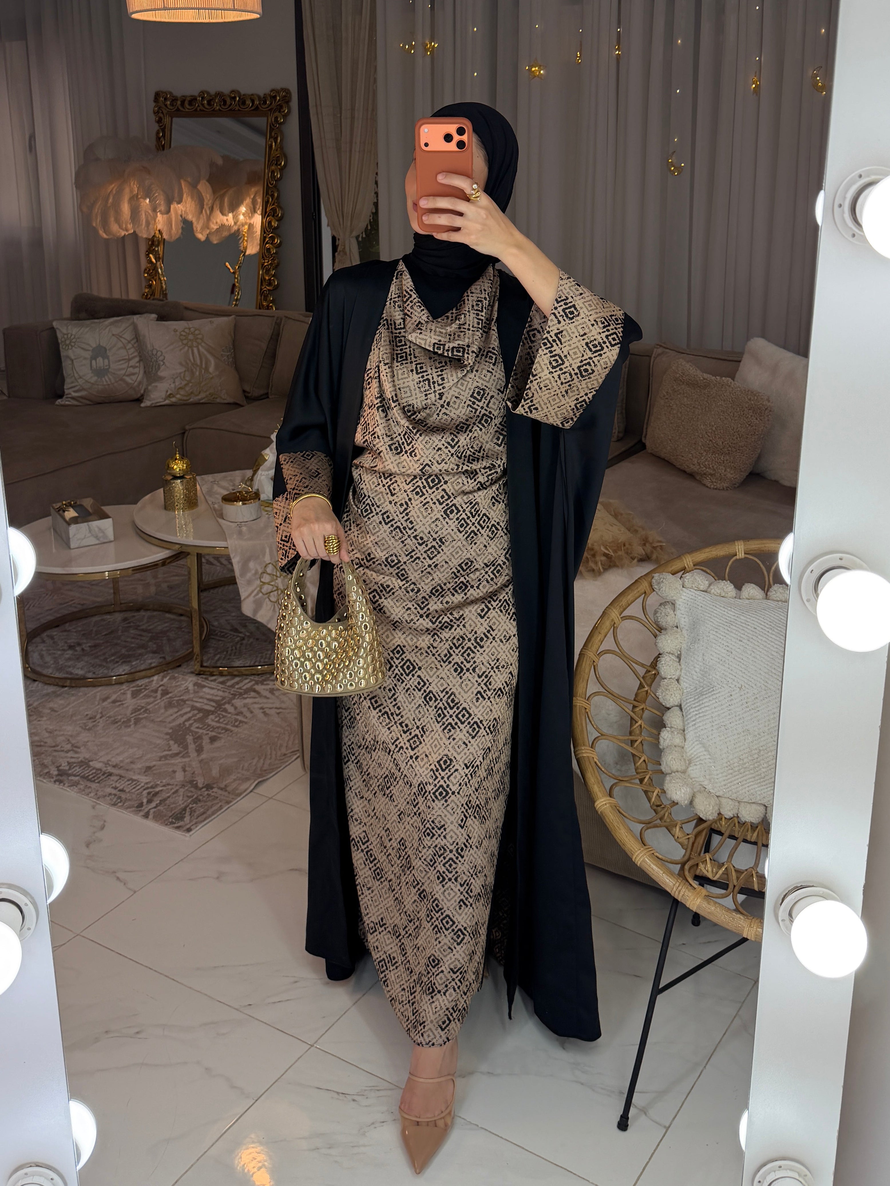 Abaya deux pièces en satin
