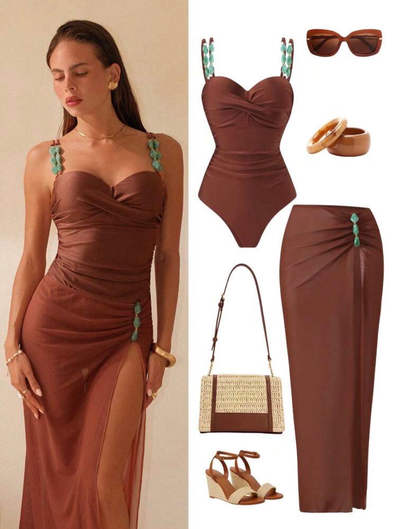 Maillot de bain une pièce avec jupe luxe subtil