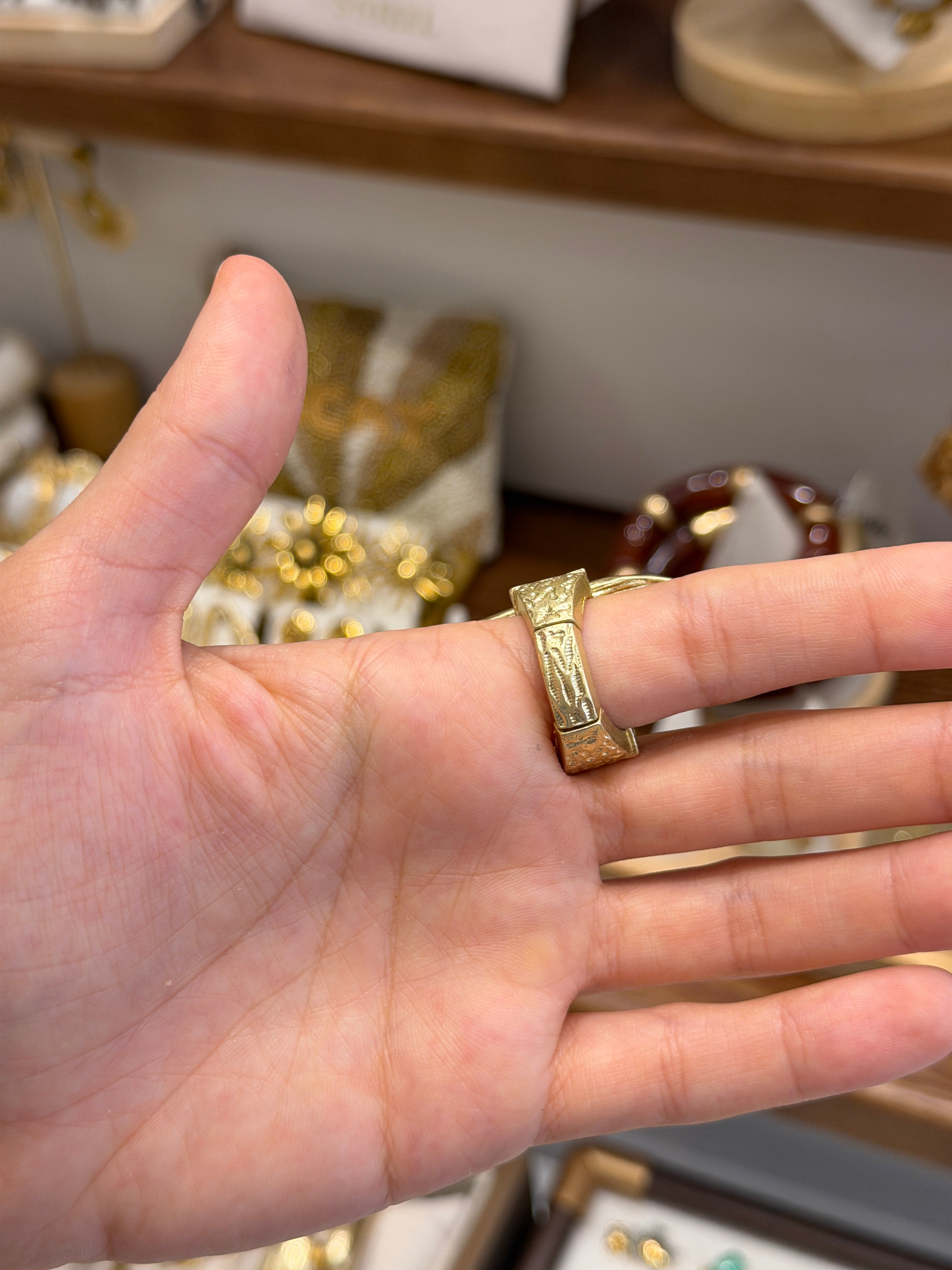 Bague Dorée Pierre Effet Ambre