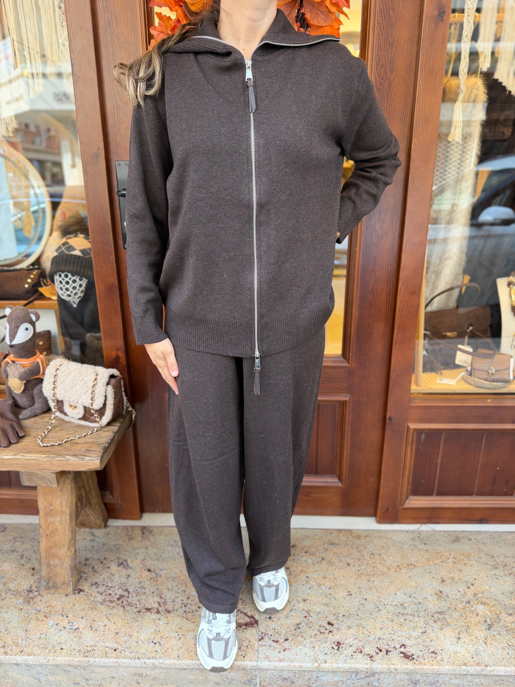 Ensemble en maille haut zip