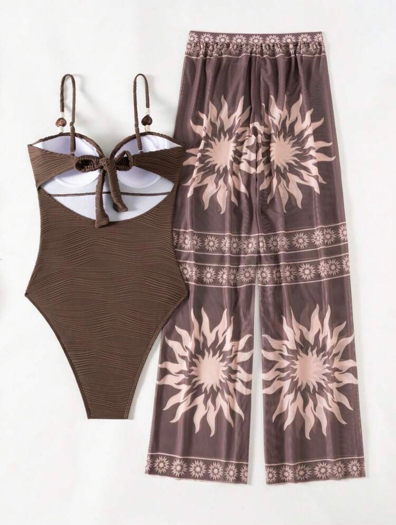 Maillot de bain texturé une pièce avec pantalon cache maillot