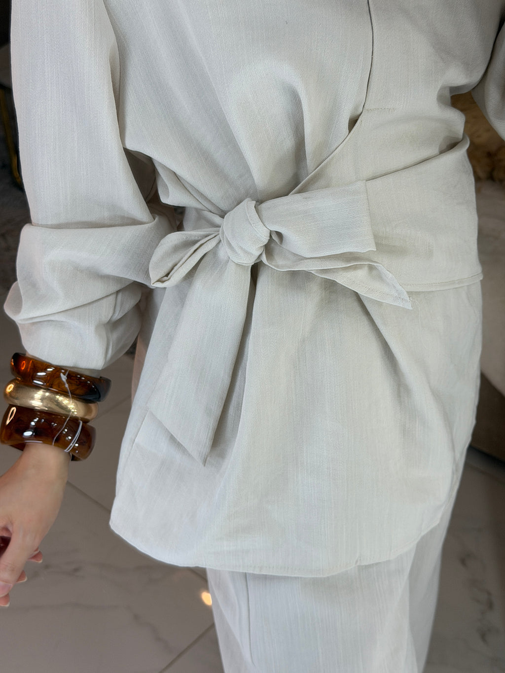 Ensemble lin chemisiers cache cœur