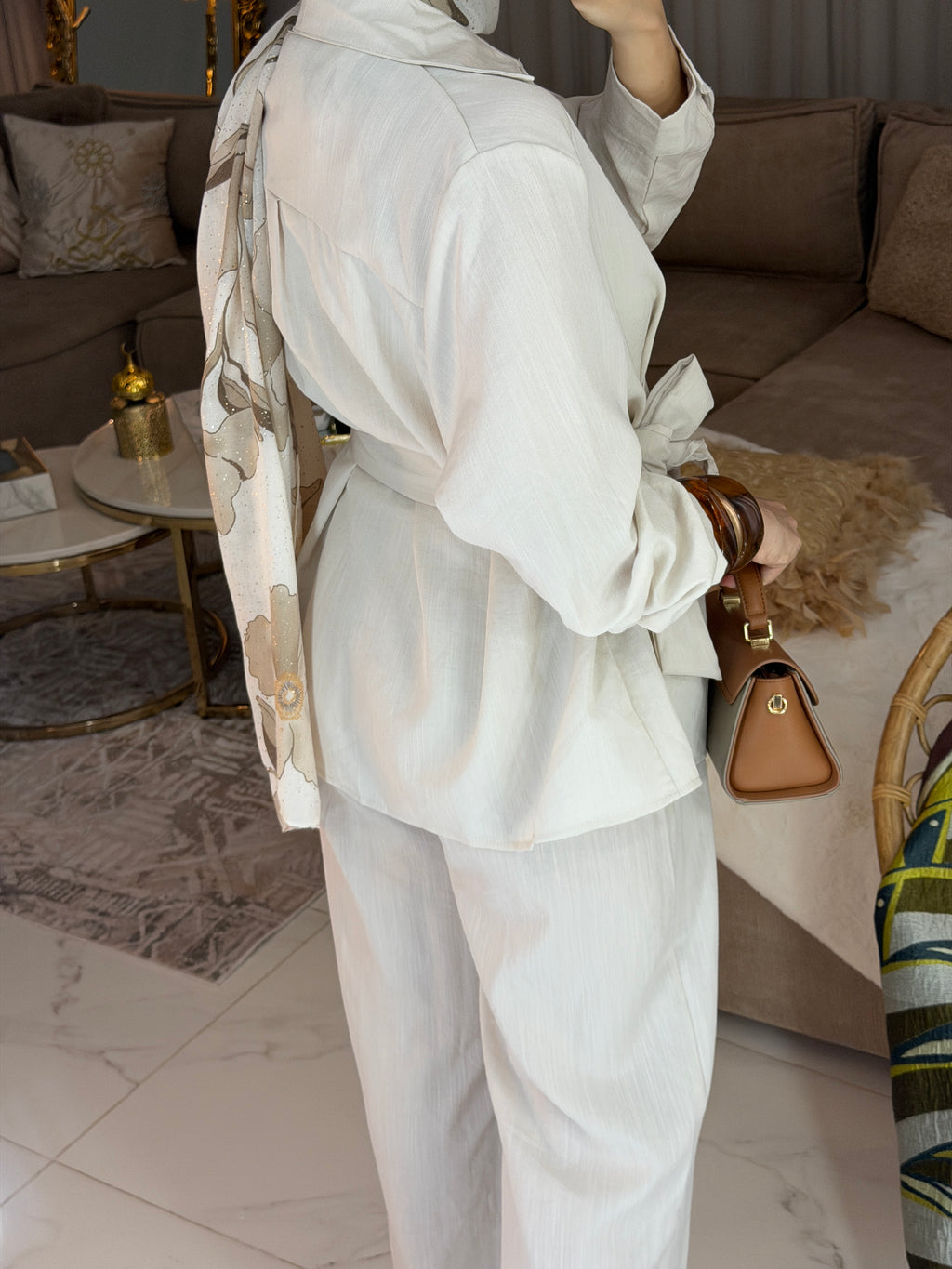 Ensemble lin chemisiers cache cœur