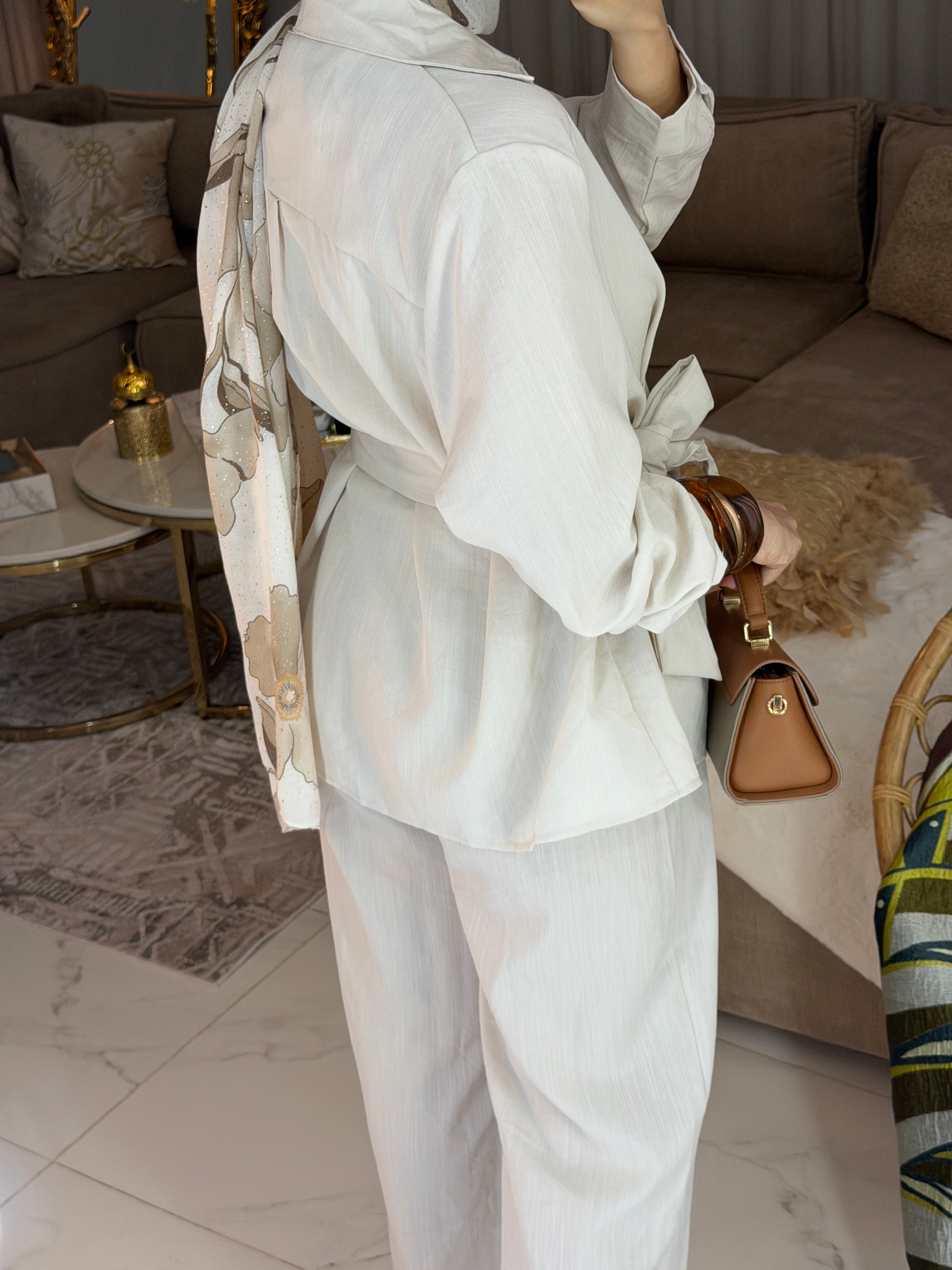 Ensemble lin chemisiers cache cœur