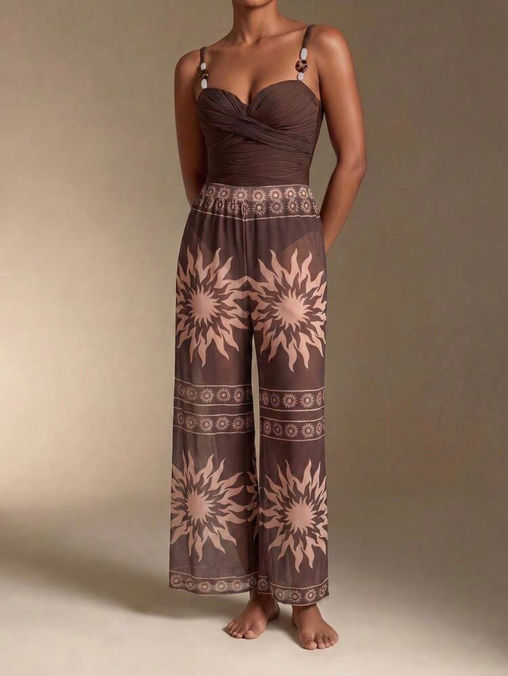 Maillot de bain texturé une pièce avec pantalon cache maillot