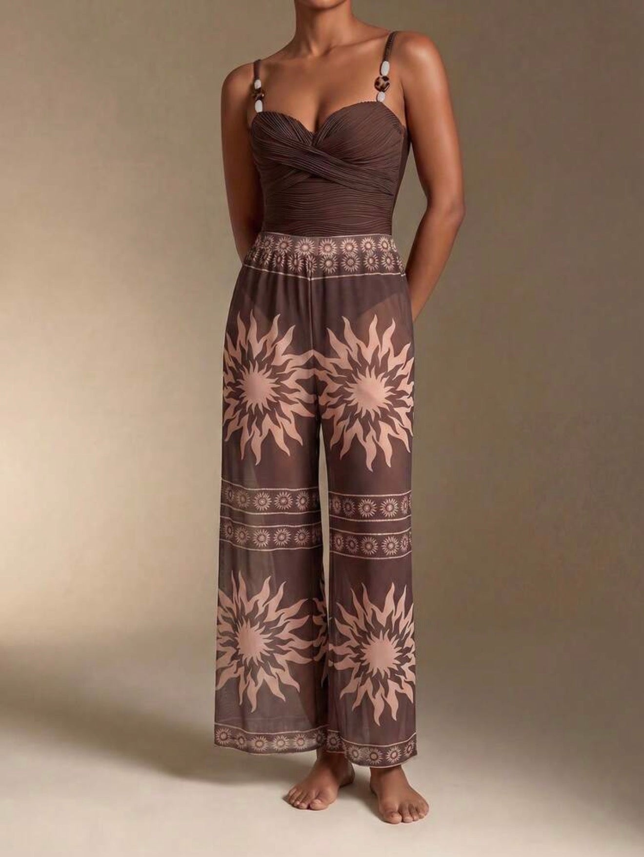 Maillot de bain texturé une pièce avec pantalon cache maillot