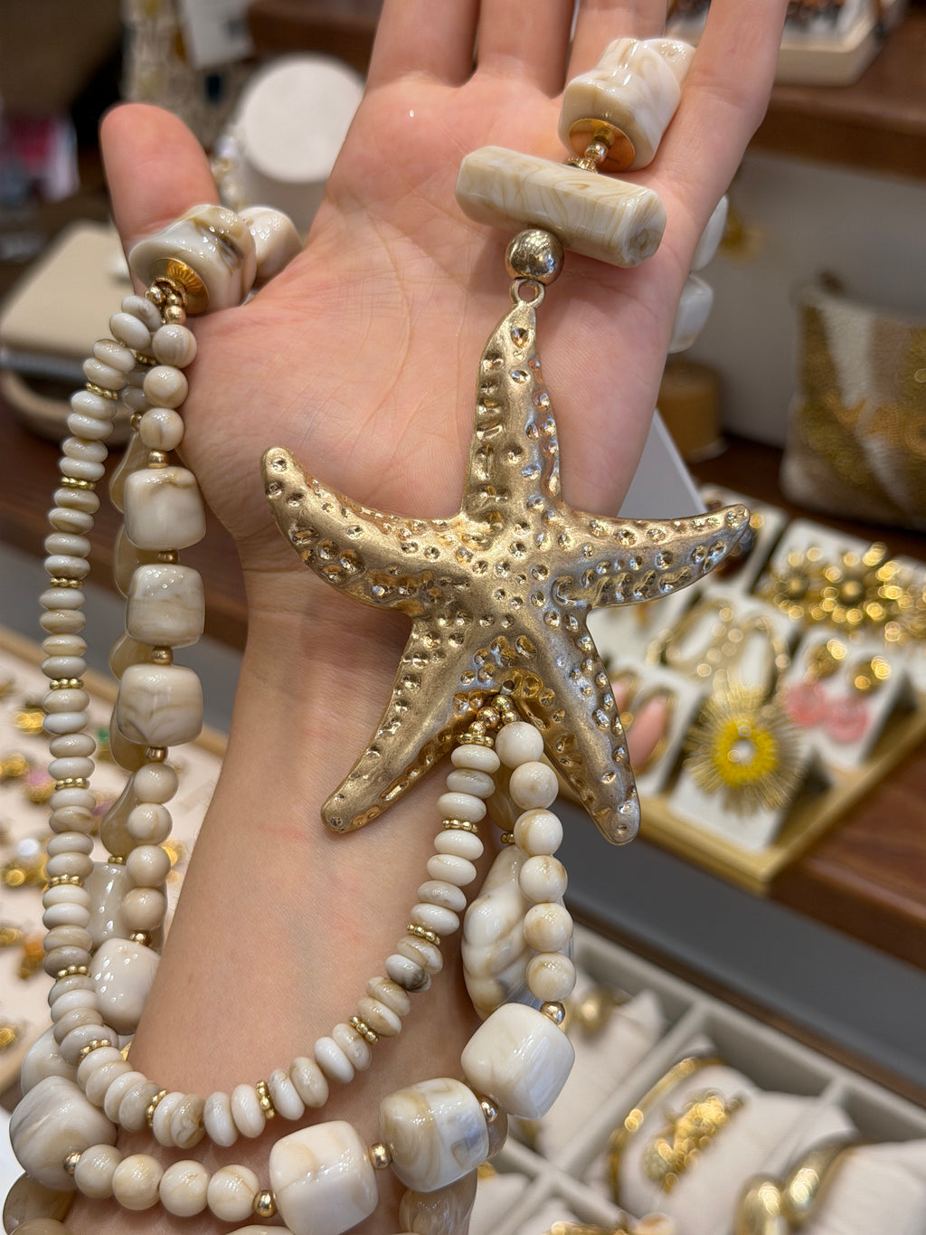 Sautoir Étoile de Mer et Perles Naturelles