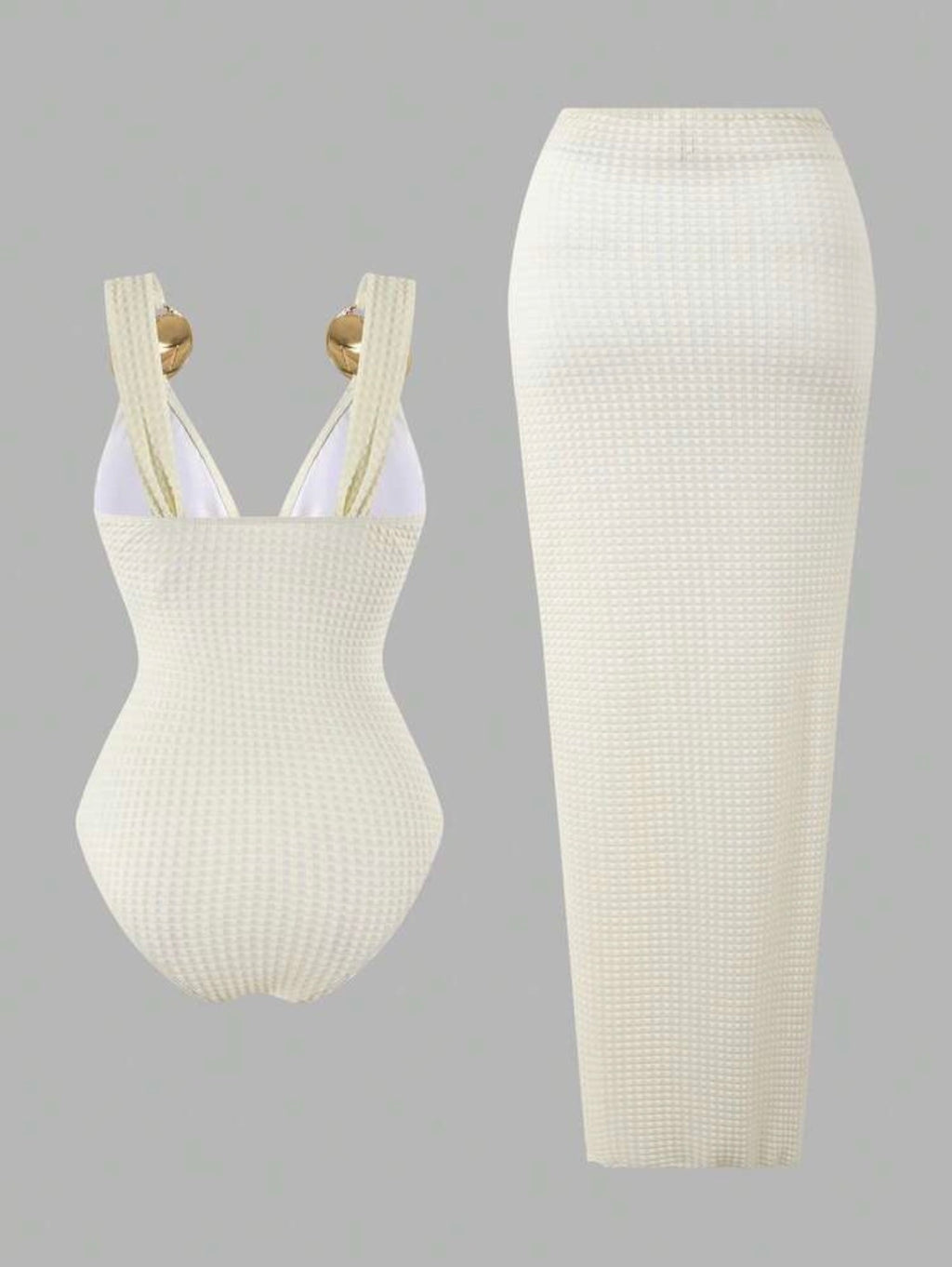 Maillot de bain une pièce gaufré avec paréo