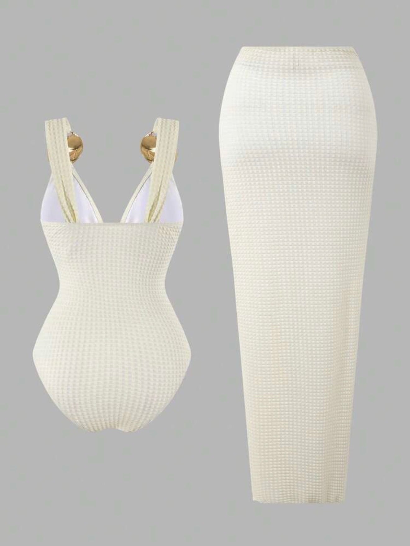 Maillot de bain une pièce gaufré avec paréo