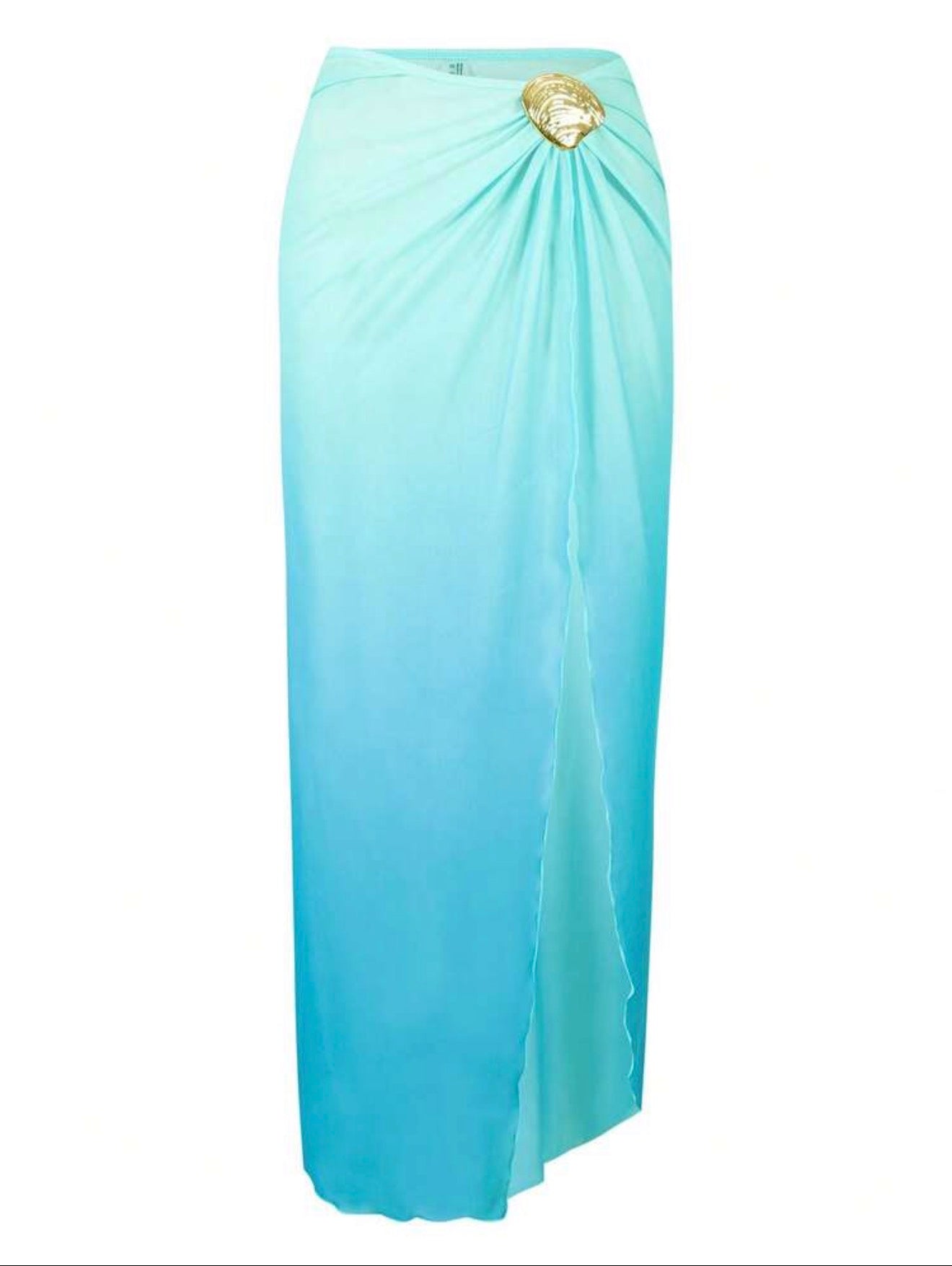 Maillot de bain bleu azur une pièce avec jupe longue