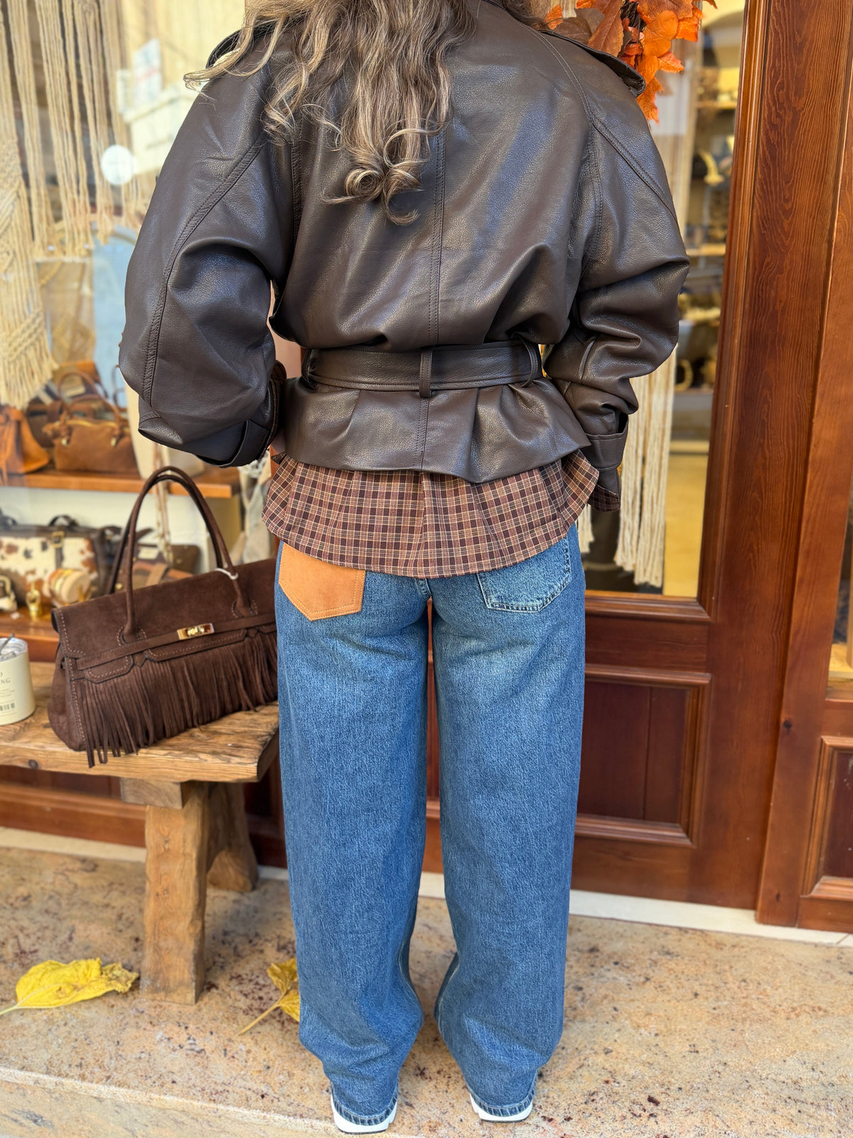 Jeans coupe straight detail en daim