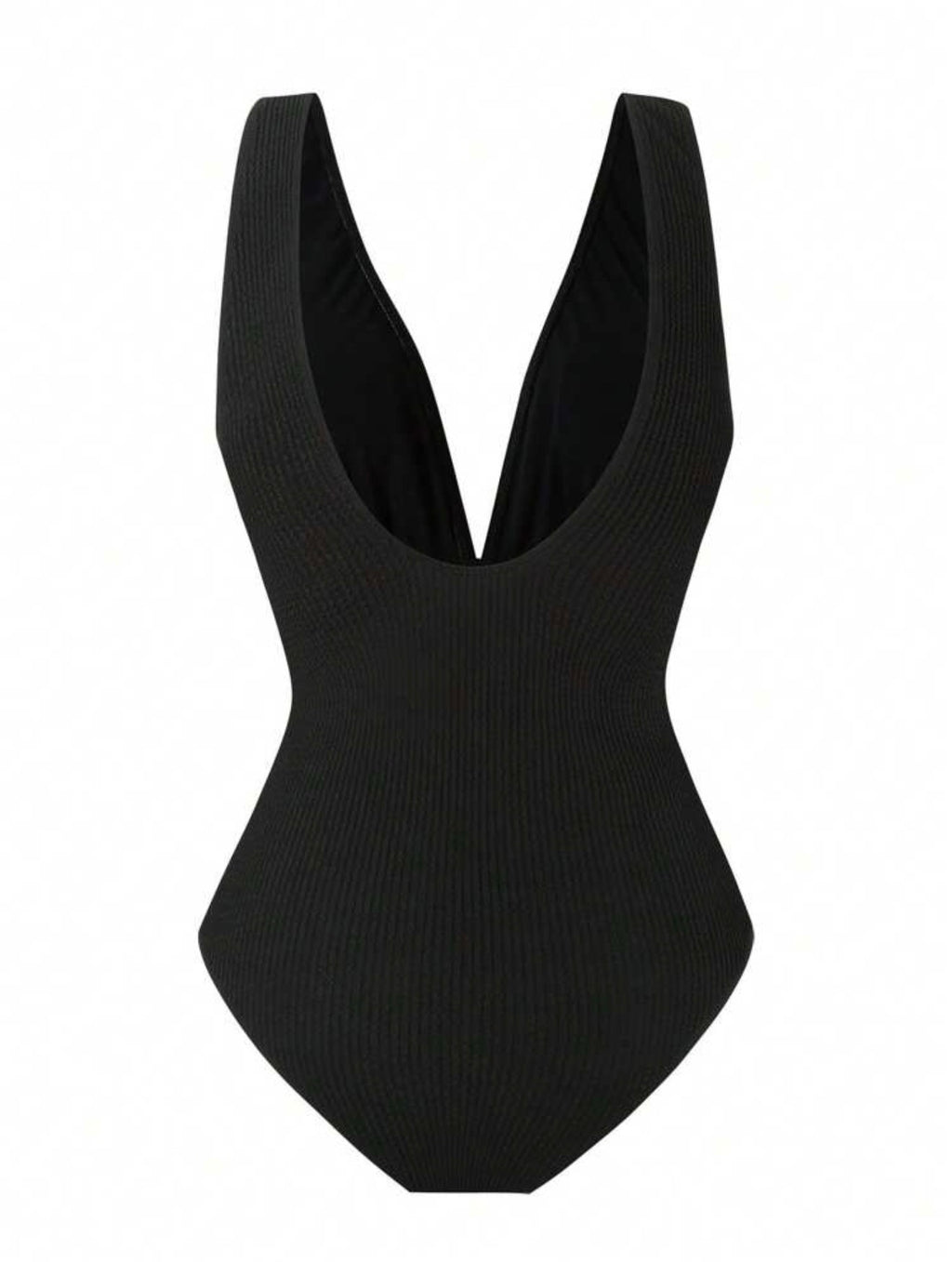 Maillot de Bain 1 Pièce Texturé avec Paréo Coquillages Noir