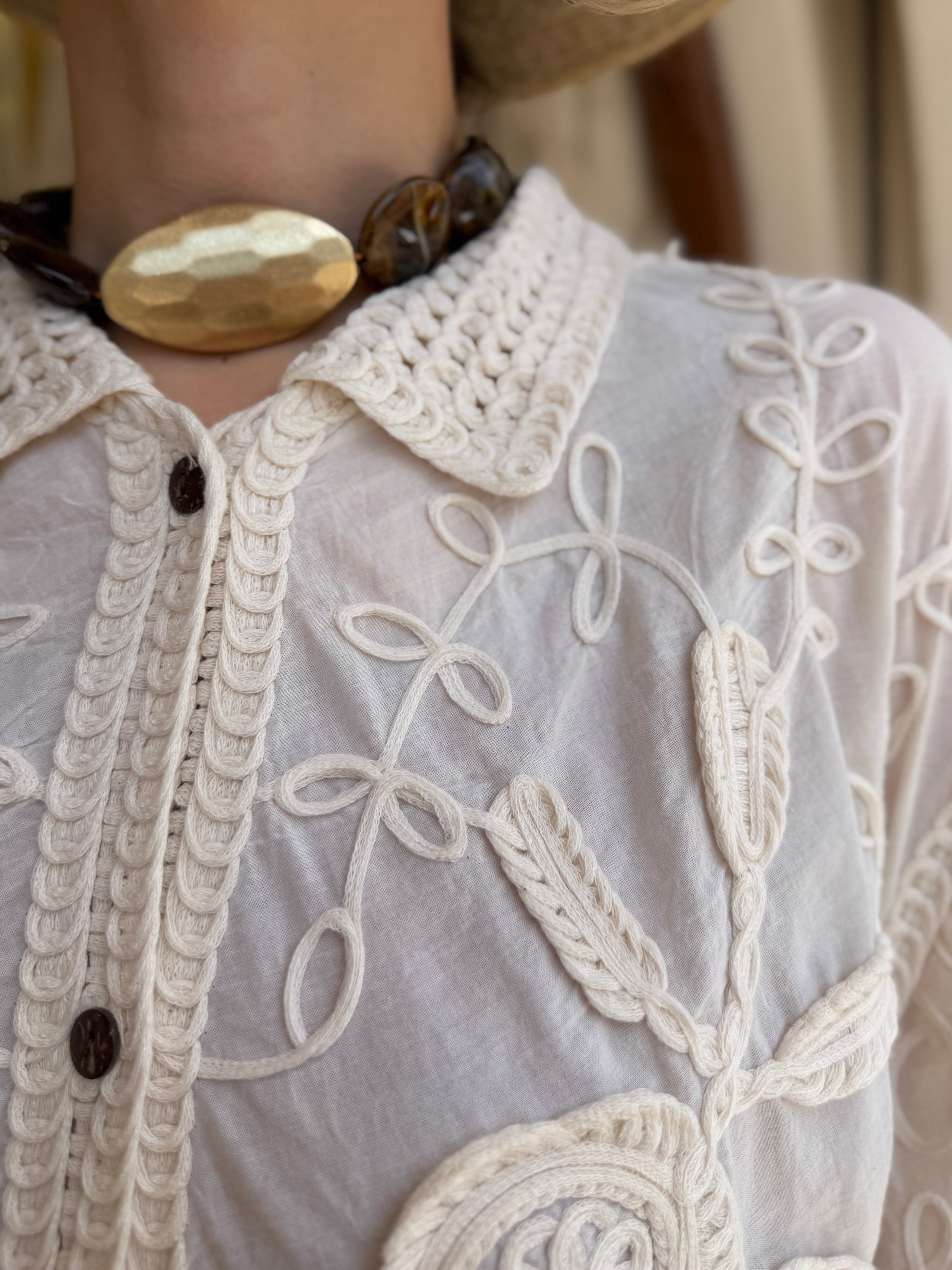 Chemise en Coton Broderie Florale