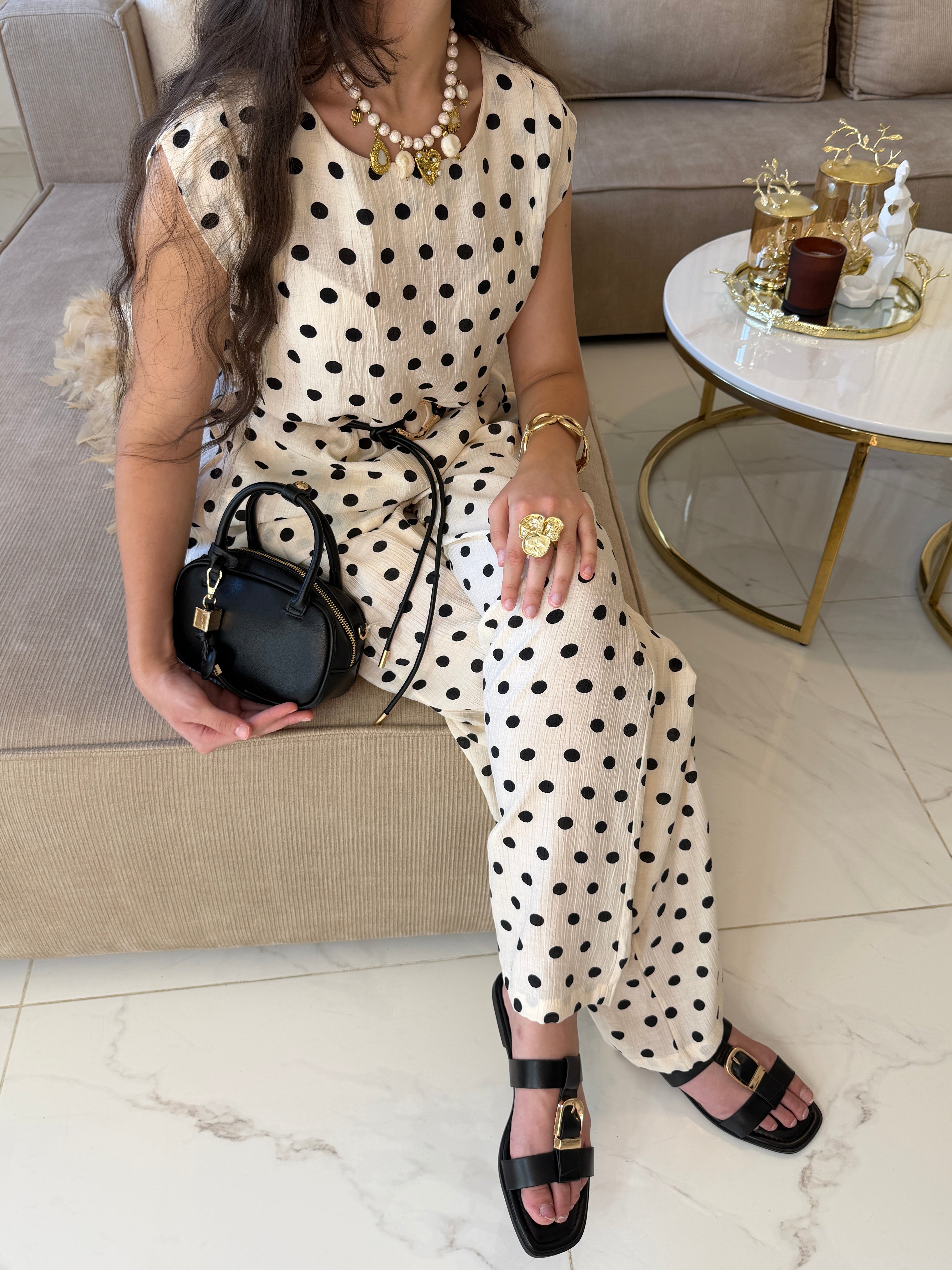 Ensemble Polka avec pantalon et ceinture