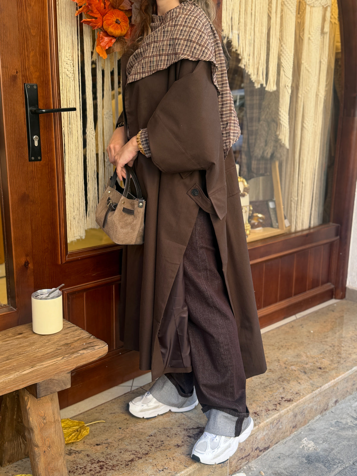 Trench-coat coupe cape long