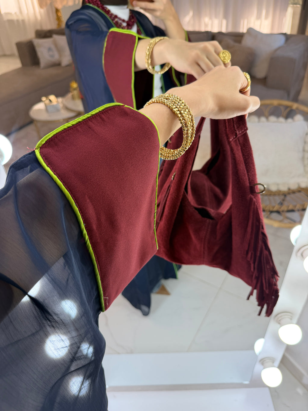 Abaya mousseline et jacquard