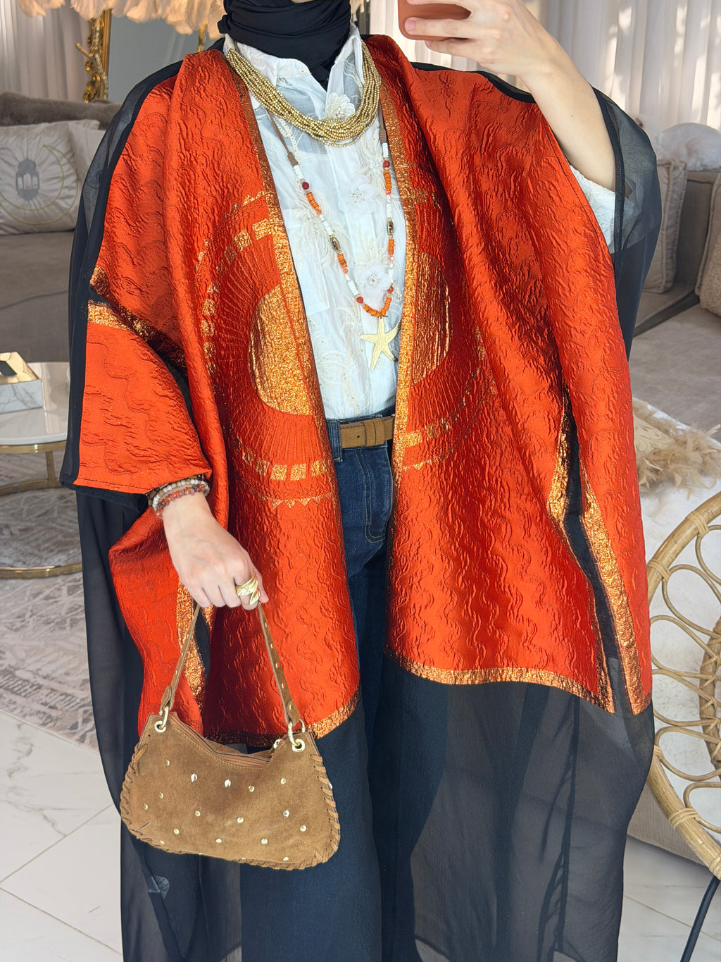 Abaya broderie jacquard