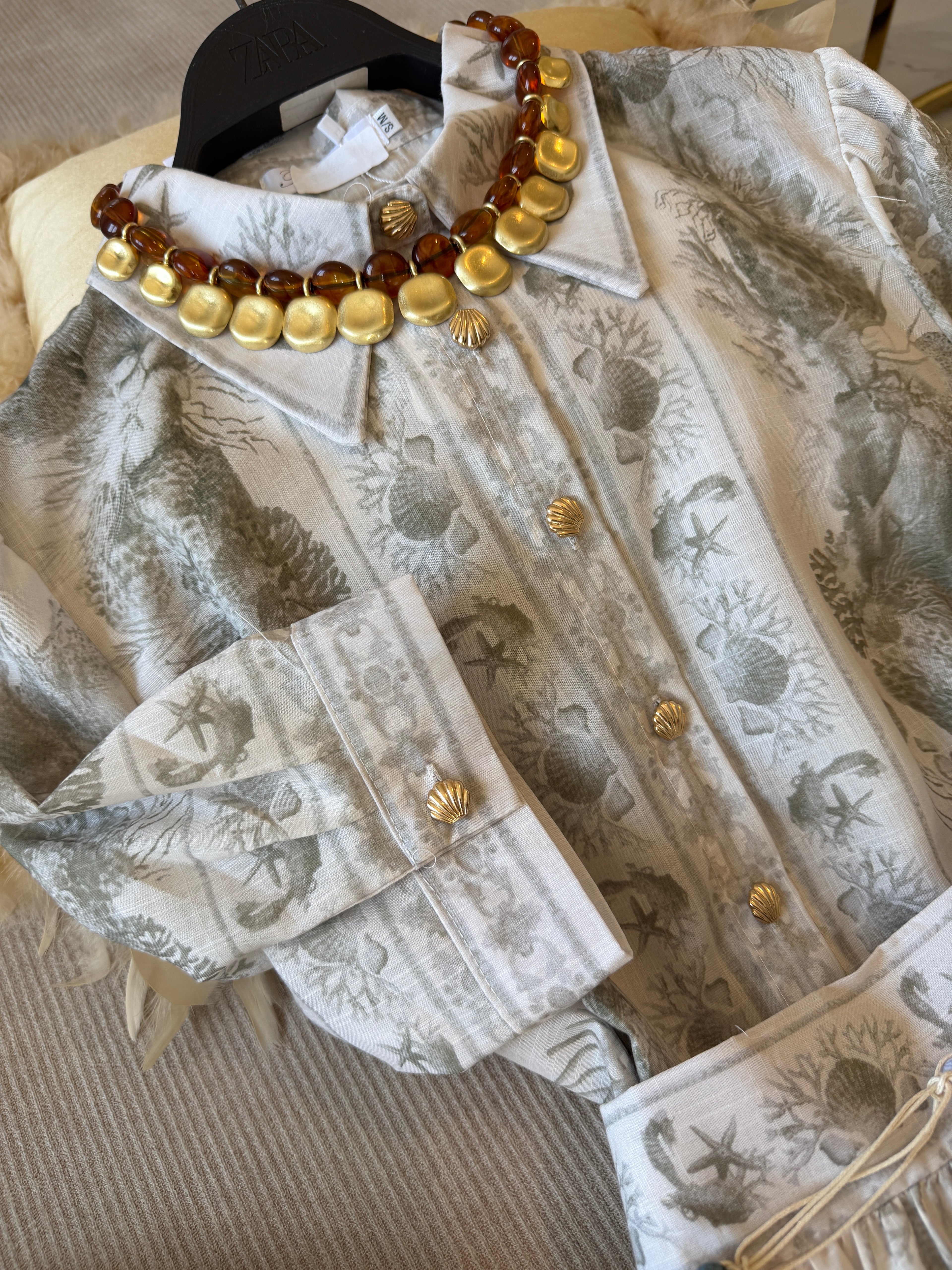 Ensemble Méditerranéen jupe maxi longue et blouse
