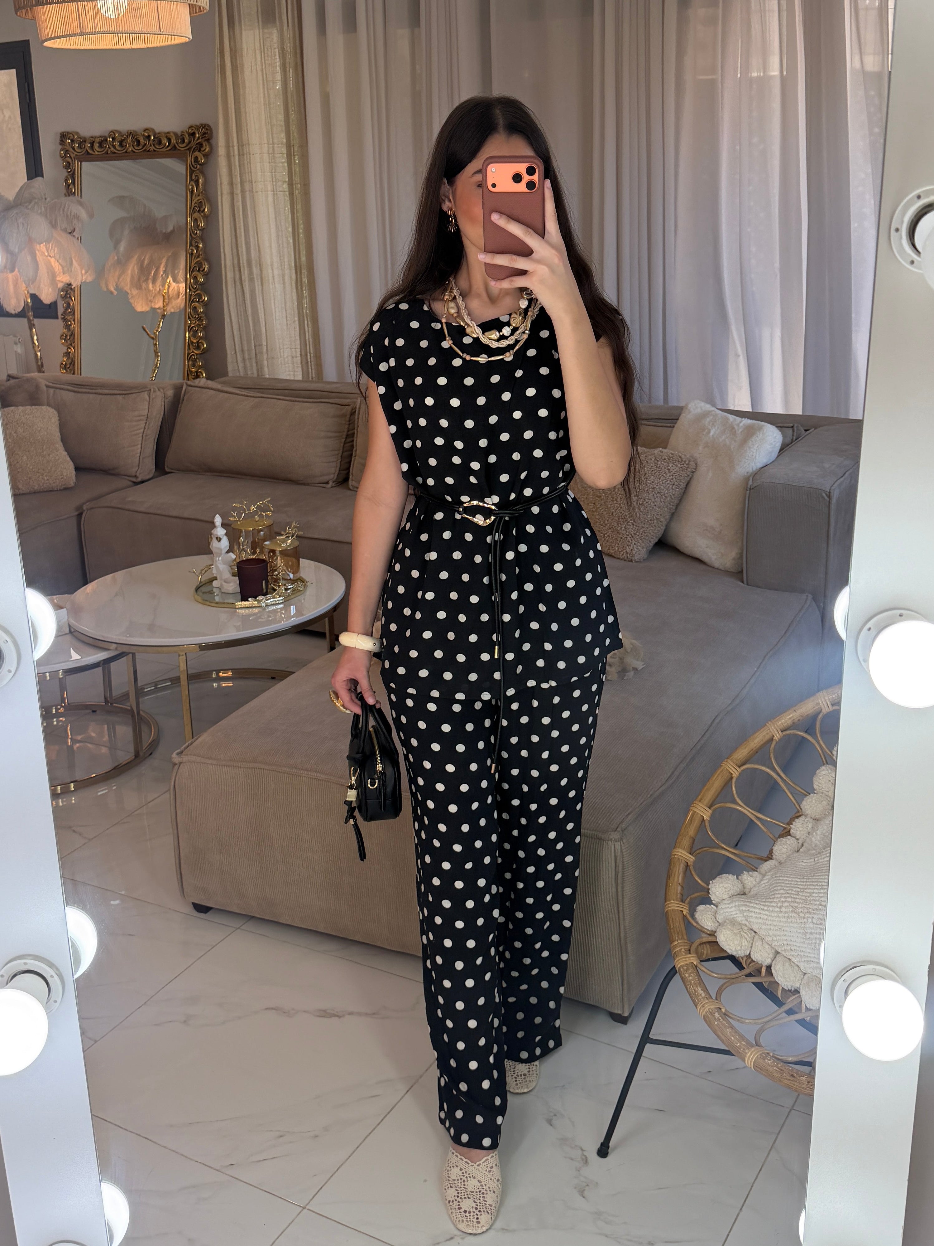 Ensemble Polka avec pantalon et ceinture