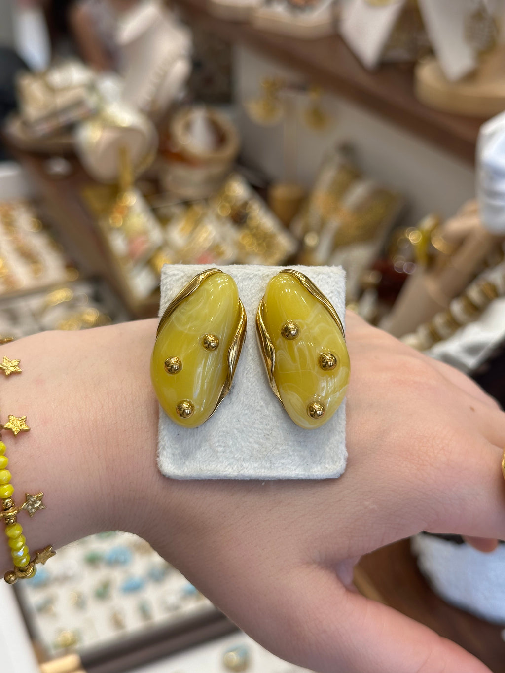 Boucles d’oreilles Ovales Jaunes