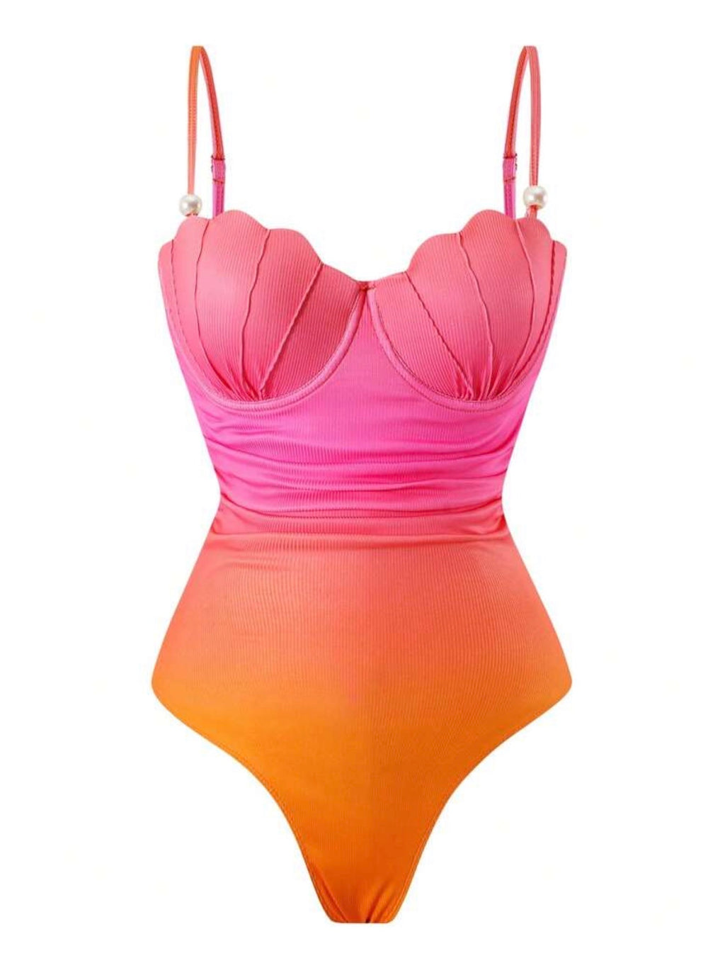 Maillot de Bain Coquille Dégradé une Pièce avec Paréo