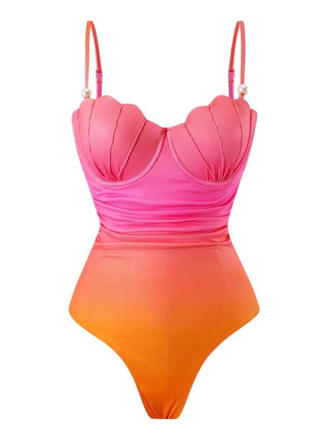 Maillot de Bain Coquille Dégradé une Pièce avec Paréo
