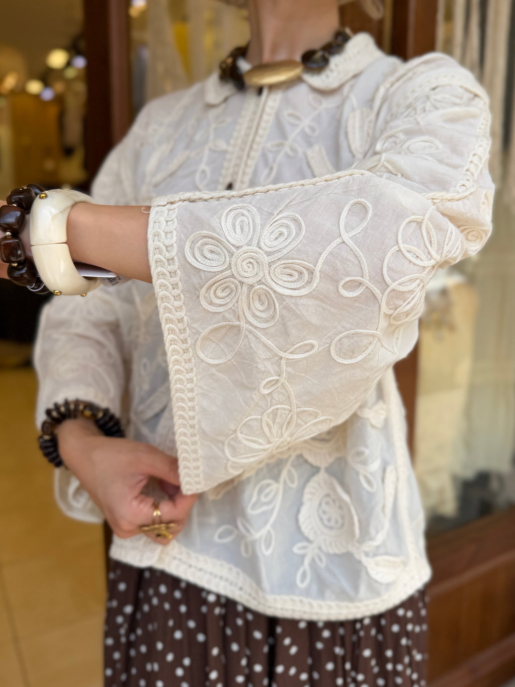 Chemise en Coton Broderie Florale