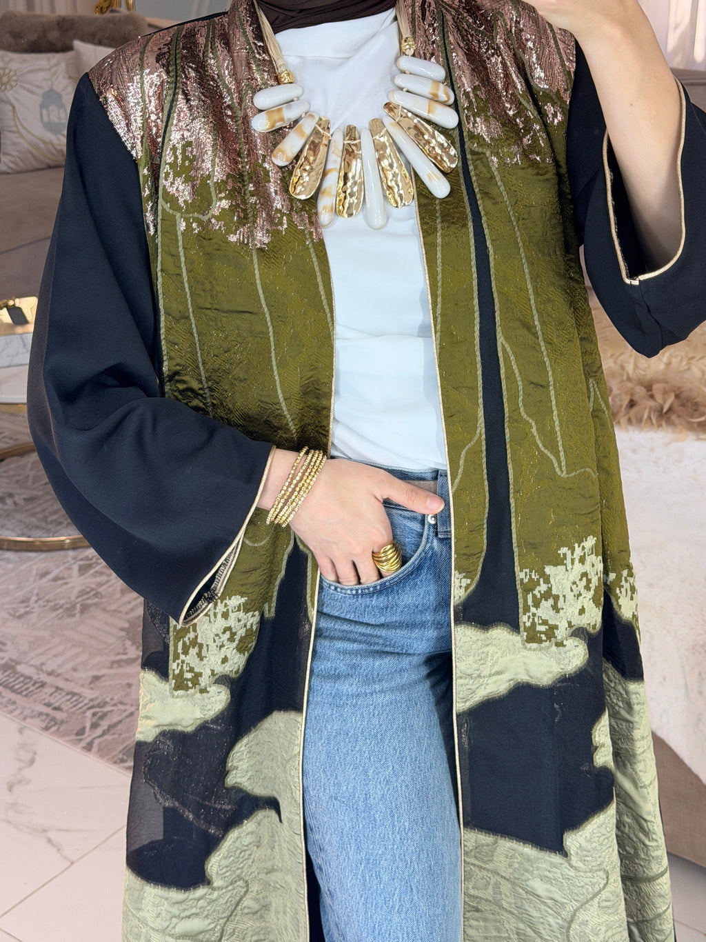 Abaya satin jacquard