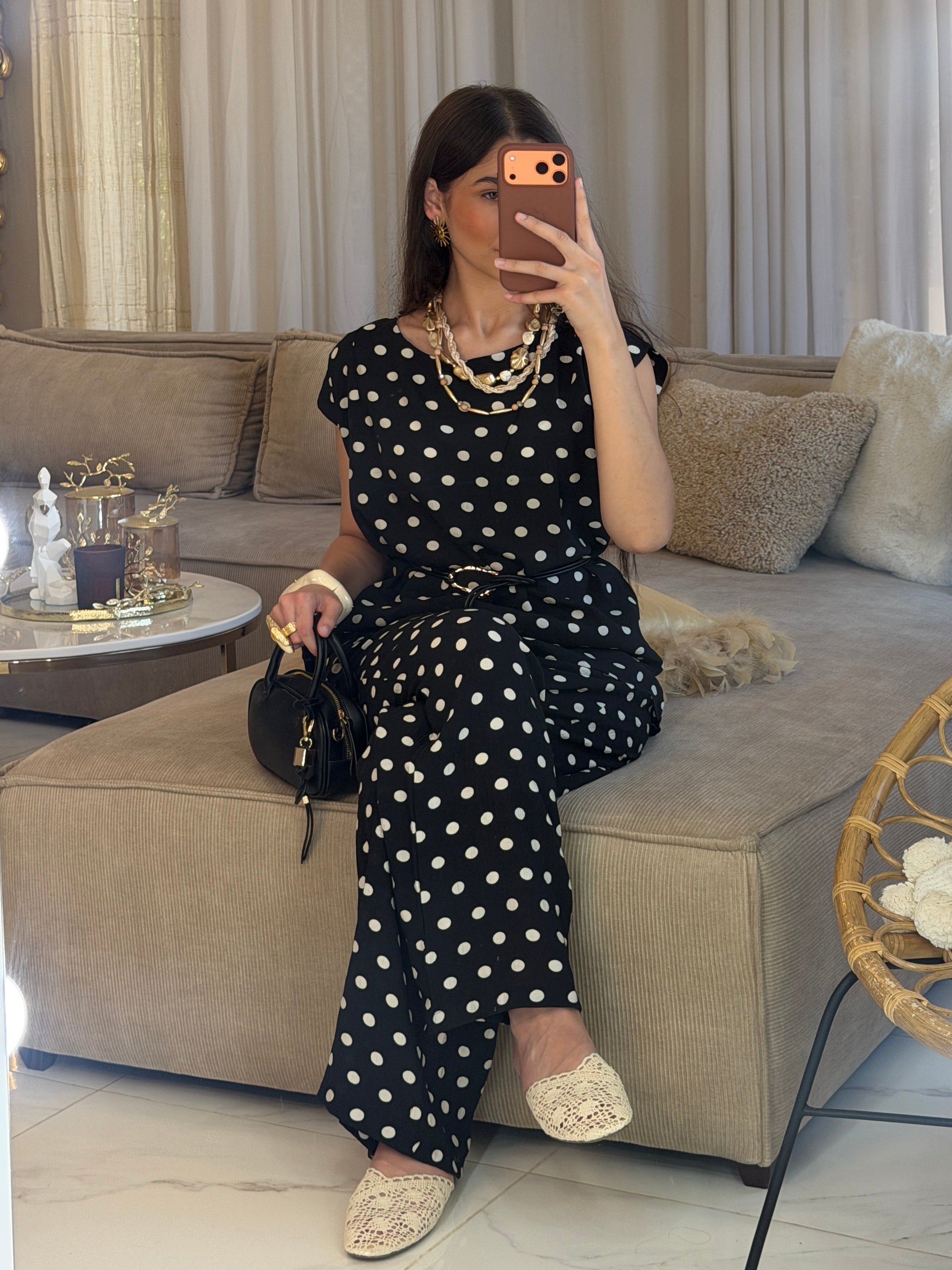 Ensemble Polka avec pantalon et ceinture